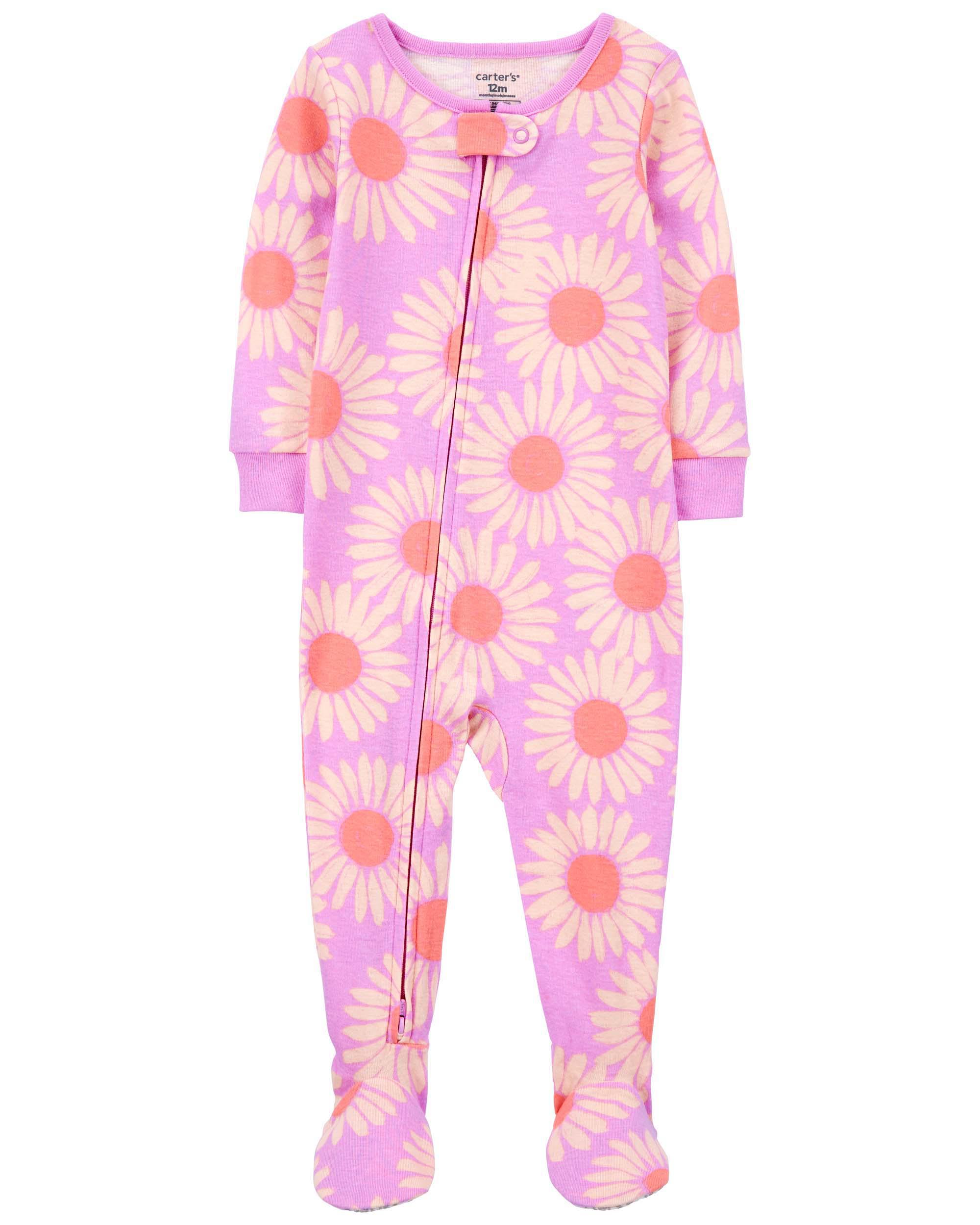 Toddler 1-Piece Sunflower 100% Snug Fit Cotton Footed Pyjamas