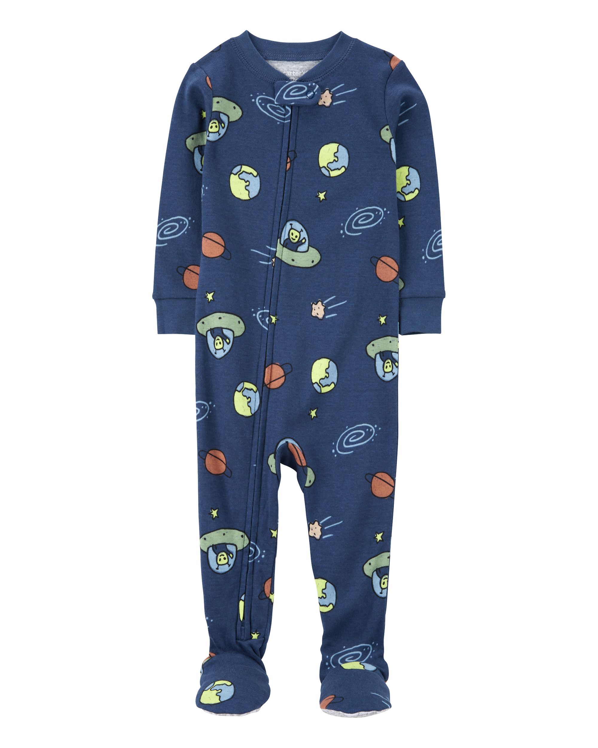 Toddler 1-Piece Space Print 100% Snug Fit Cotton Footie Pyjamas