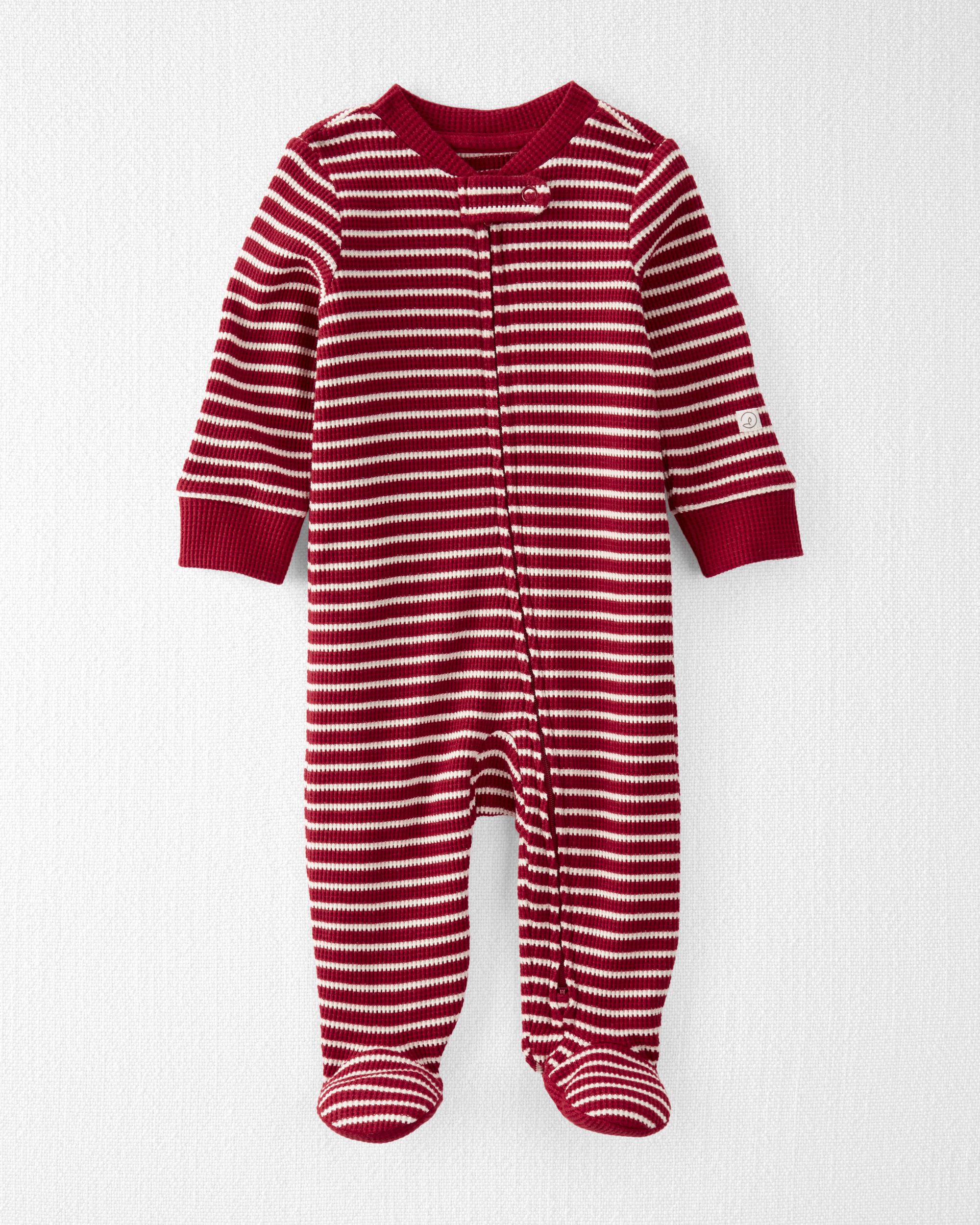 Baby Waffle Knit Sleeper Pyjamas Made with Organic Cotton Stripes