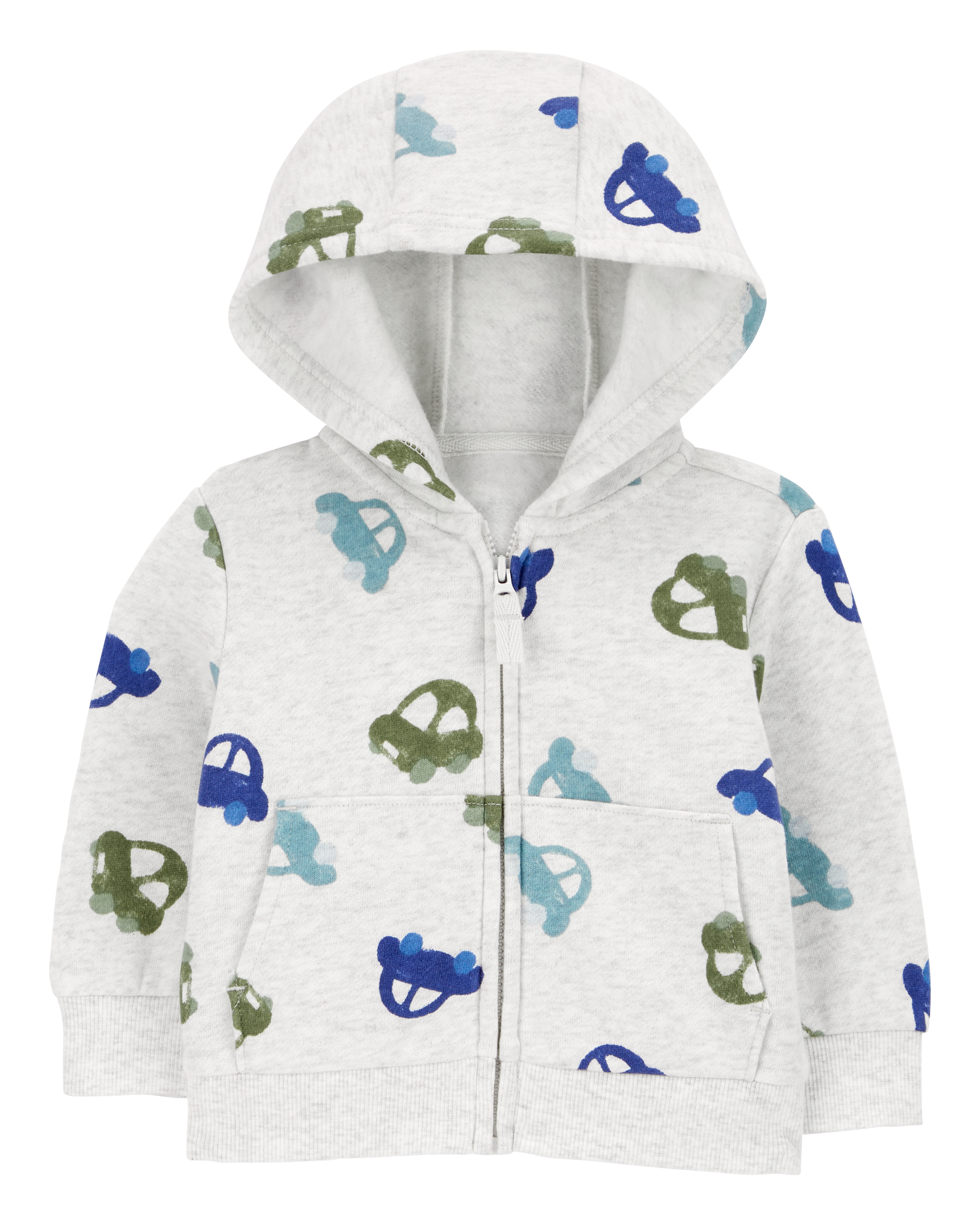 Baby Car Print Zip-Up Fleece Hoodie