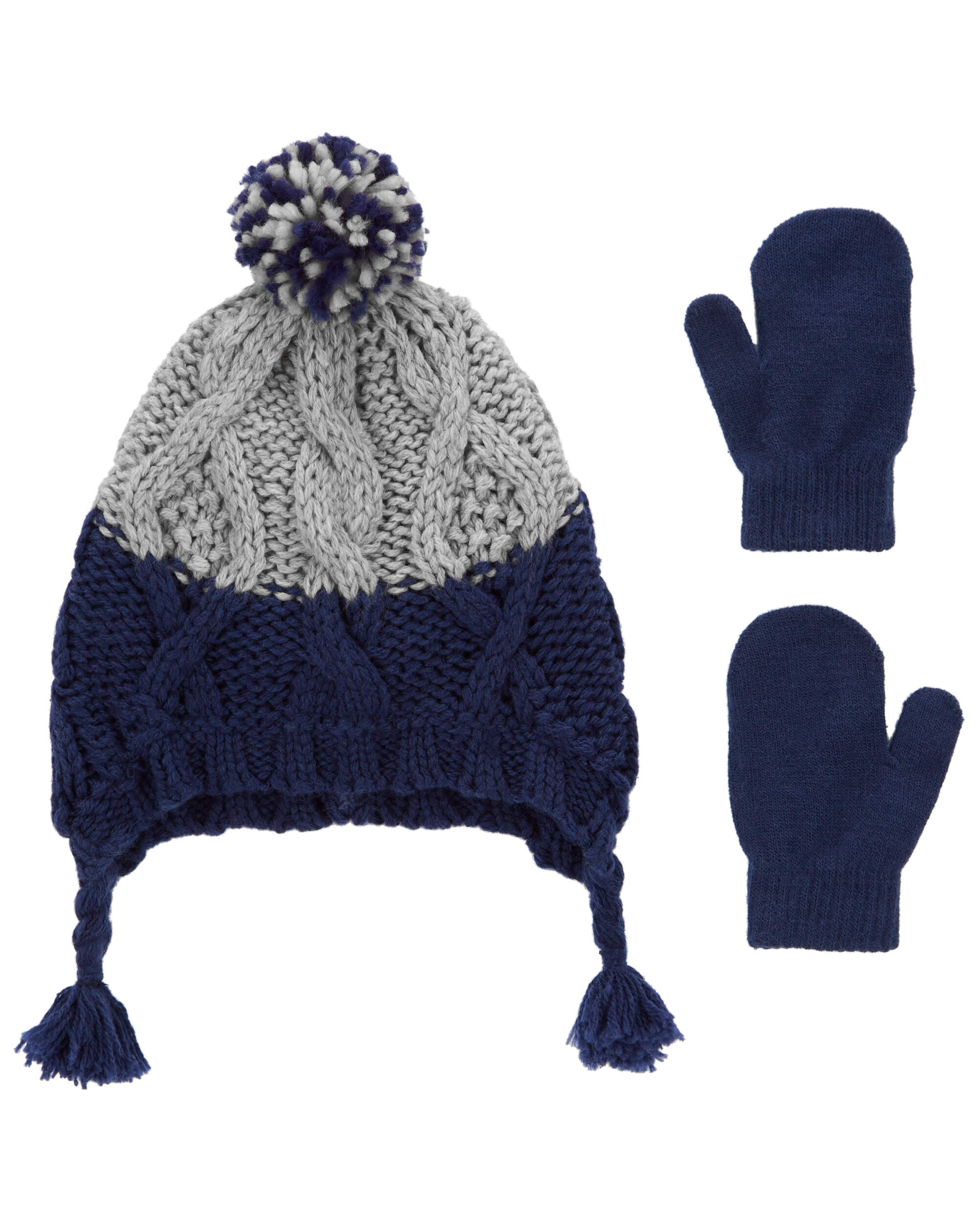 Toddler 2-Pack Pom Hat & Mittens Set