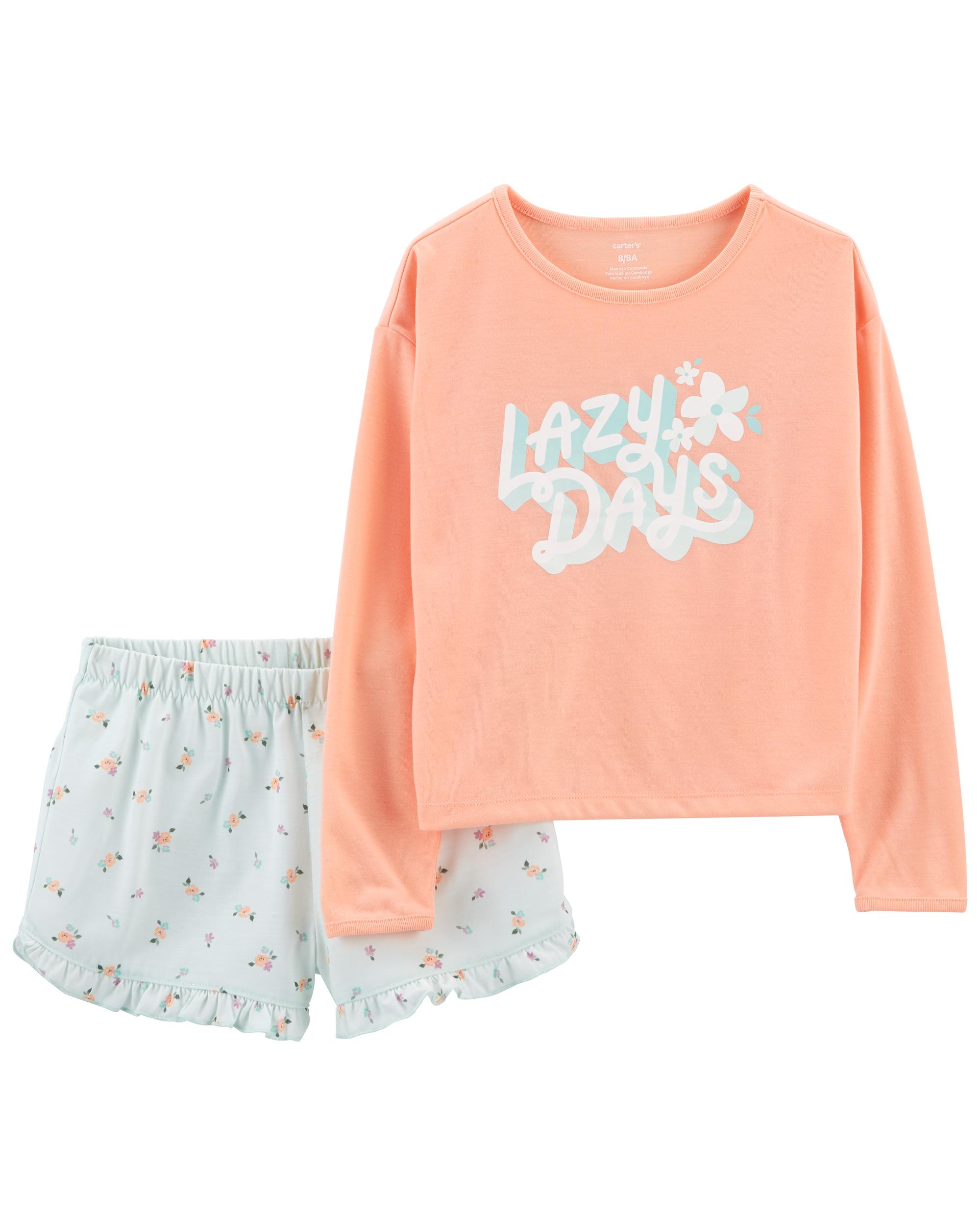 Mint/Peach 2-Piece Floral Loose Fit Pyjamas