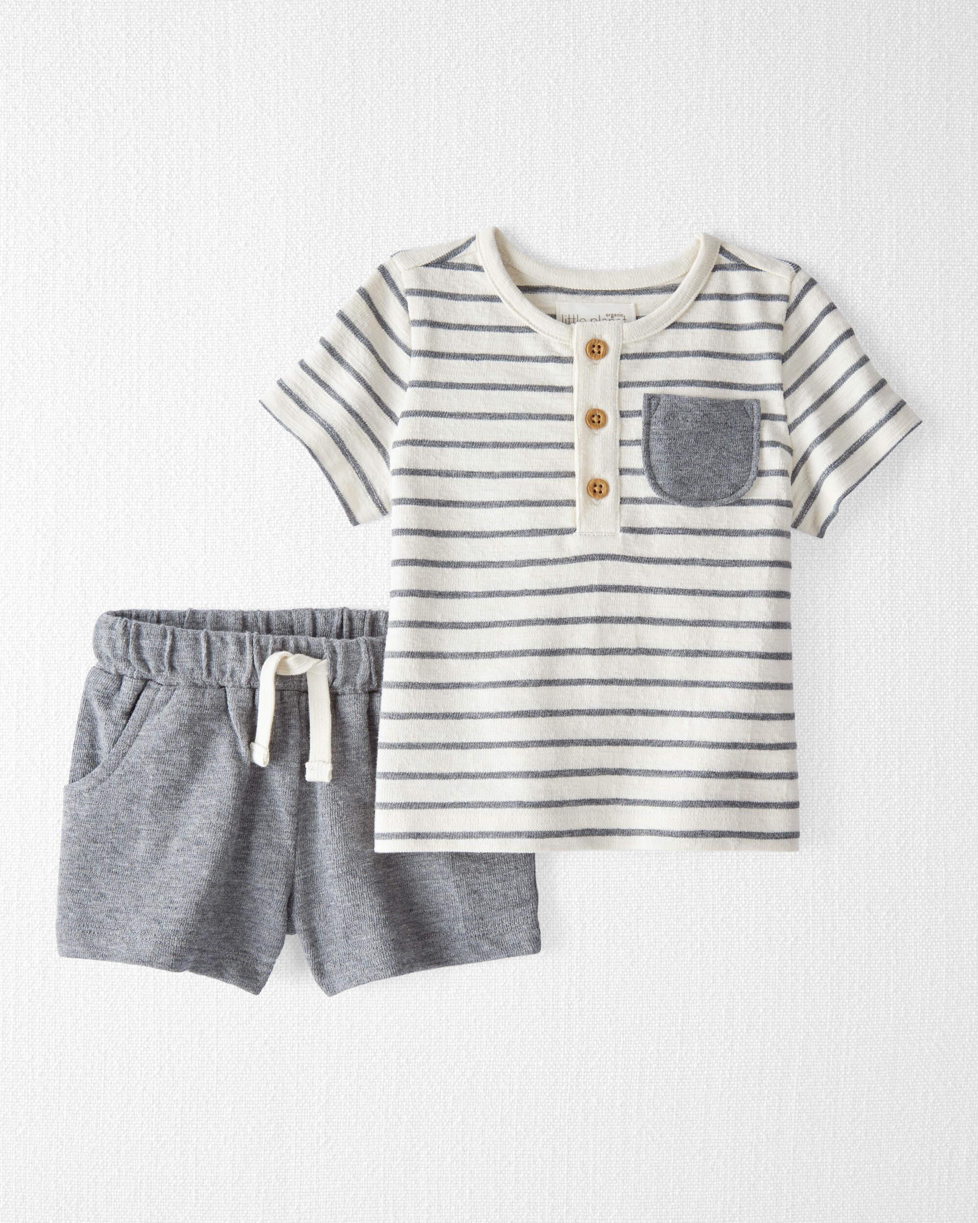 Baby 2-Piece Henley Tee and Shorts Set Made with Organic Cotton