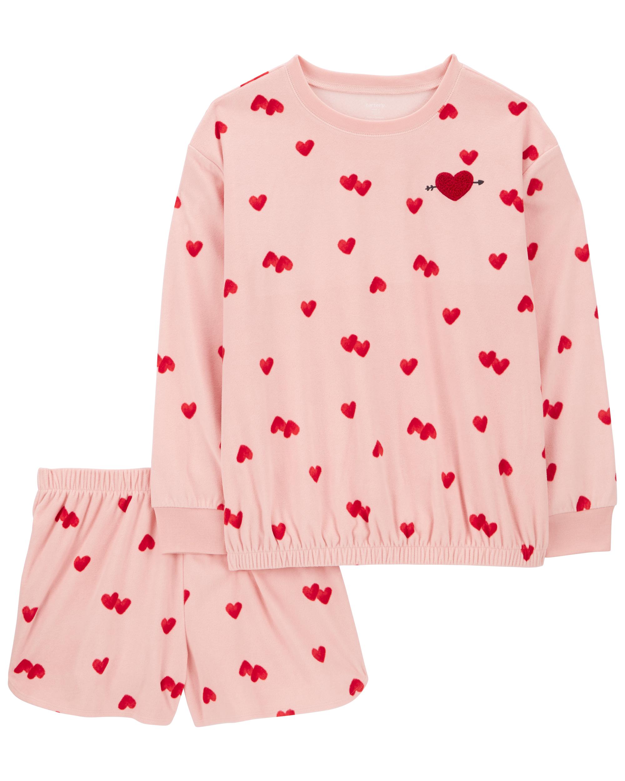 Adult 2-Piece Heart Fleece Pyjamas