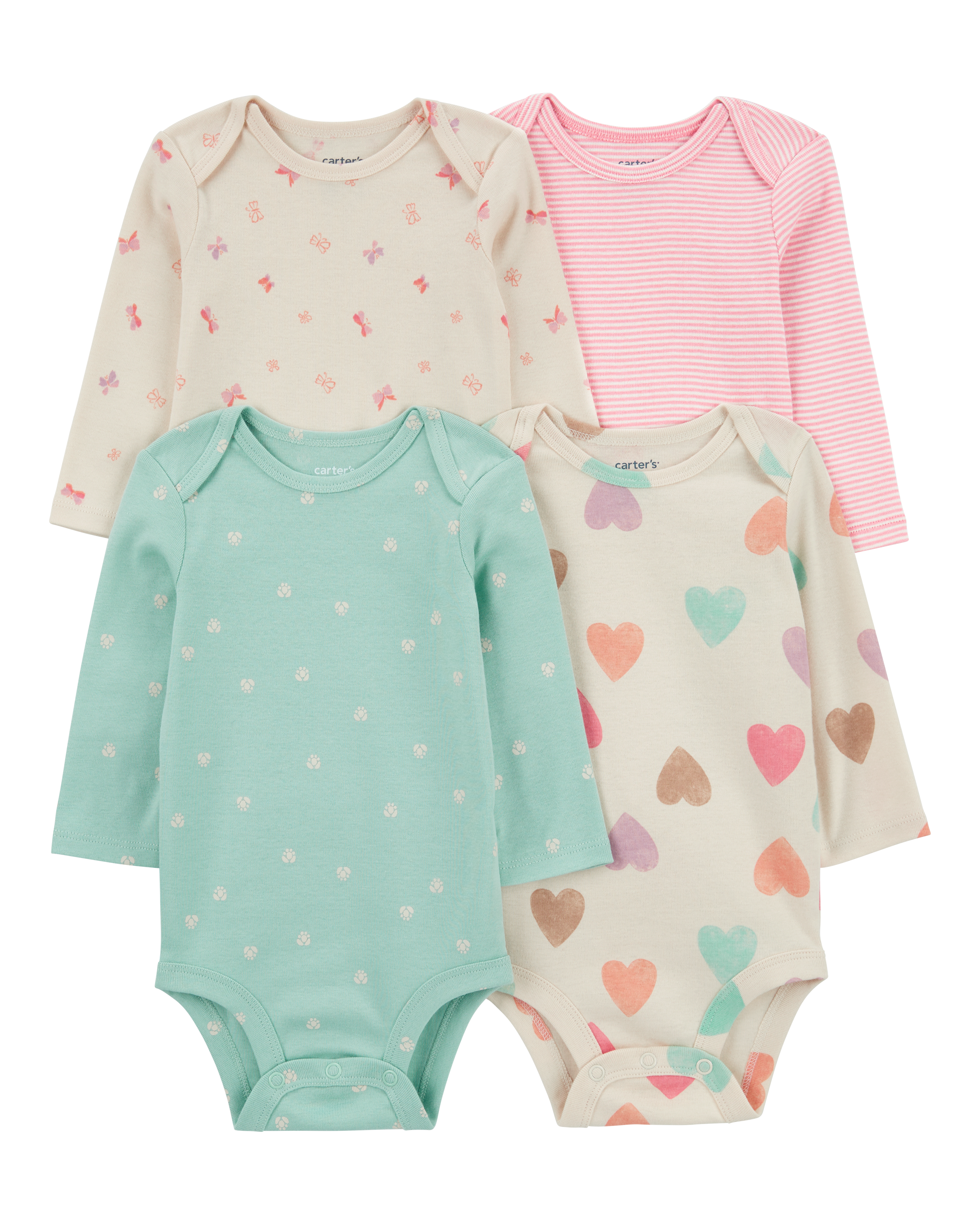 Baby 4-Pack Long-Sleeve Cotton Bodysuits