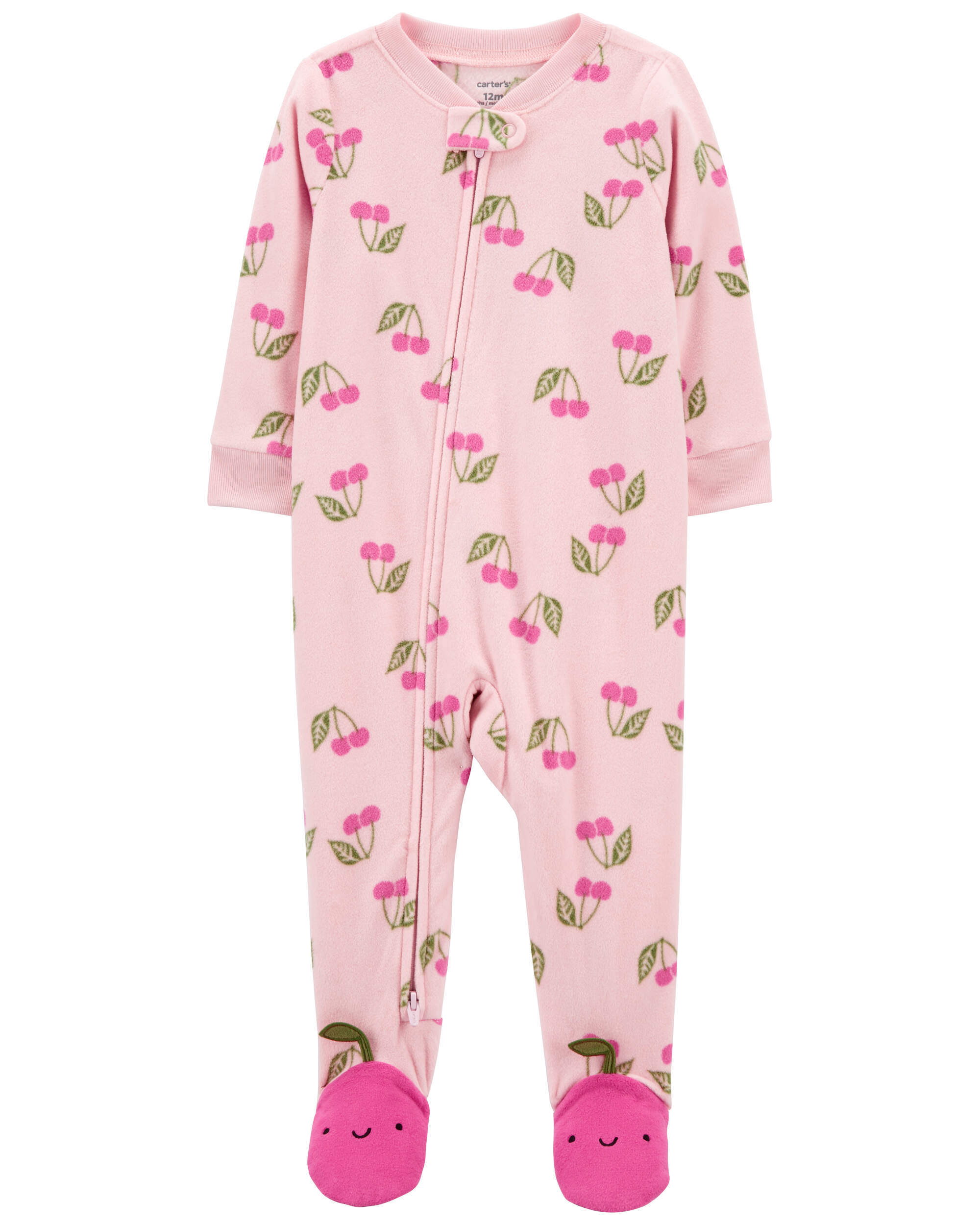 Toddler 1-Piece Cherry Fleece Footie Pyjamas