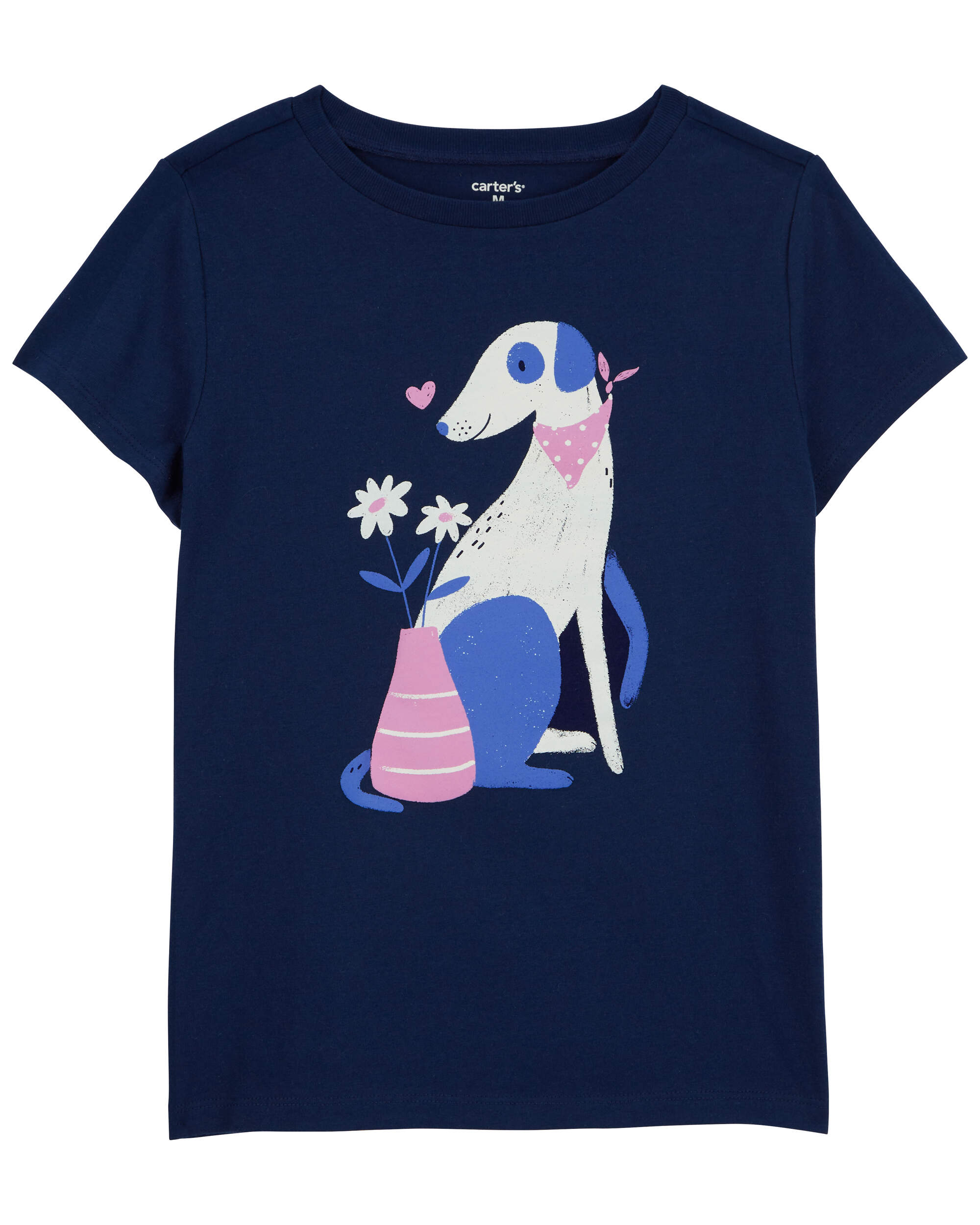Kid Dog and Flowers Graphic Tee