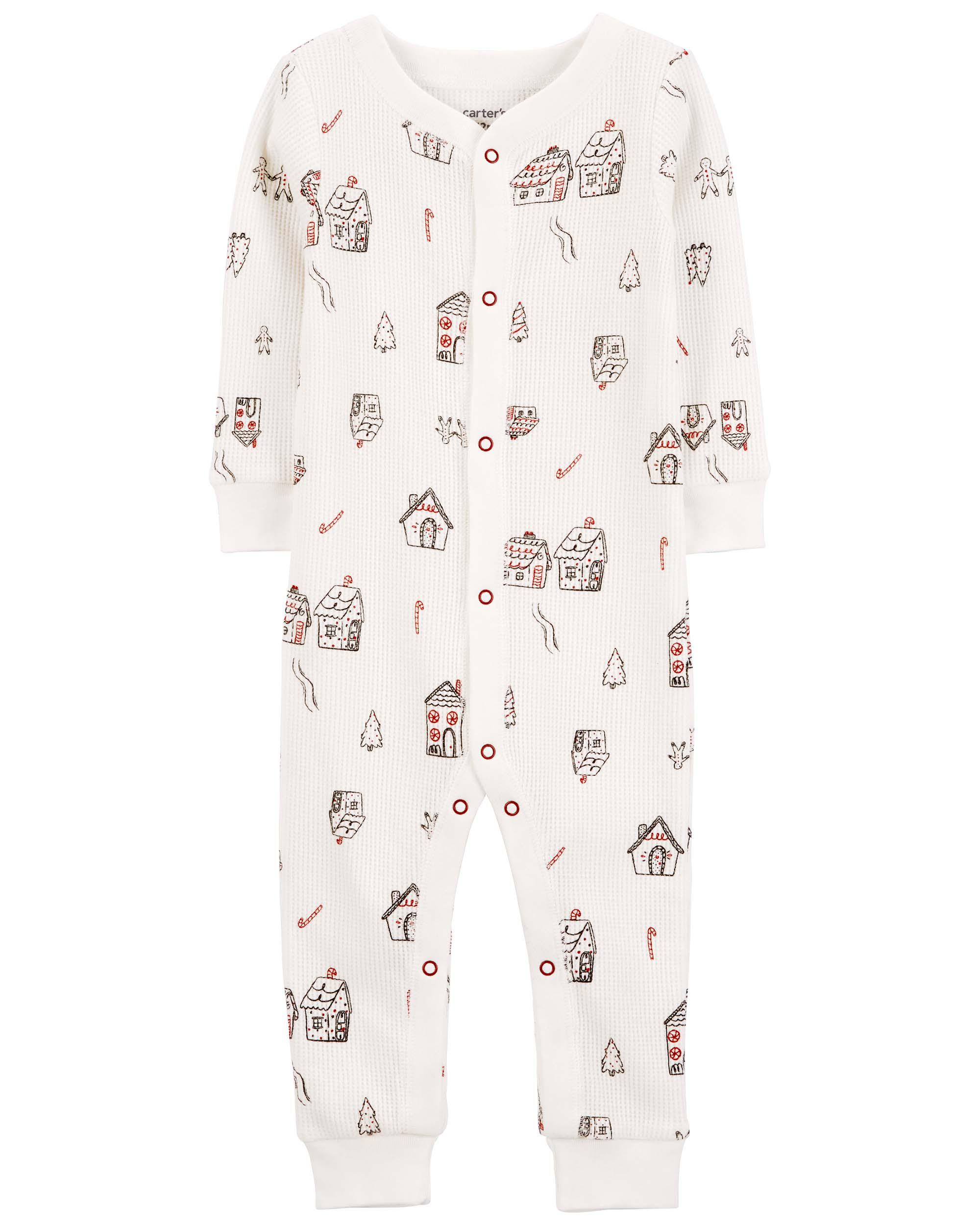 Ivory 1-Piece Gingerbread Thermal Footless Pyjamas