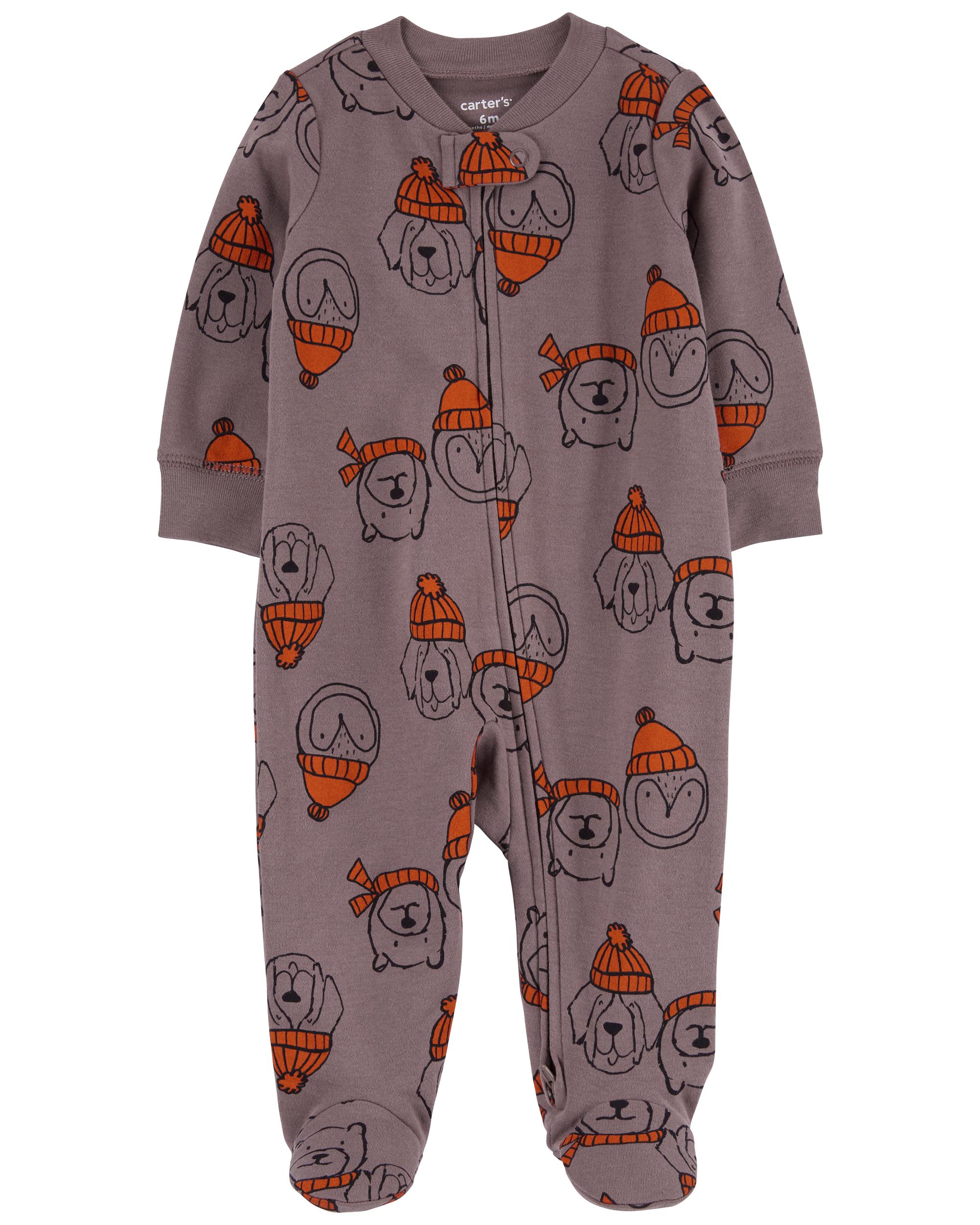 Baby Animal Print 2-Way Zip Cotton Sleeper Pyjamas