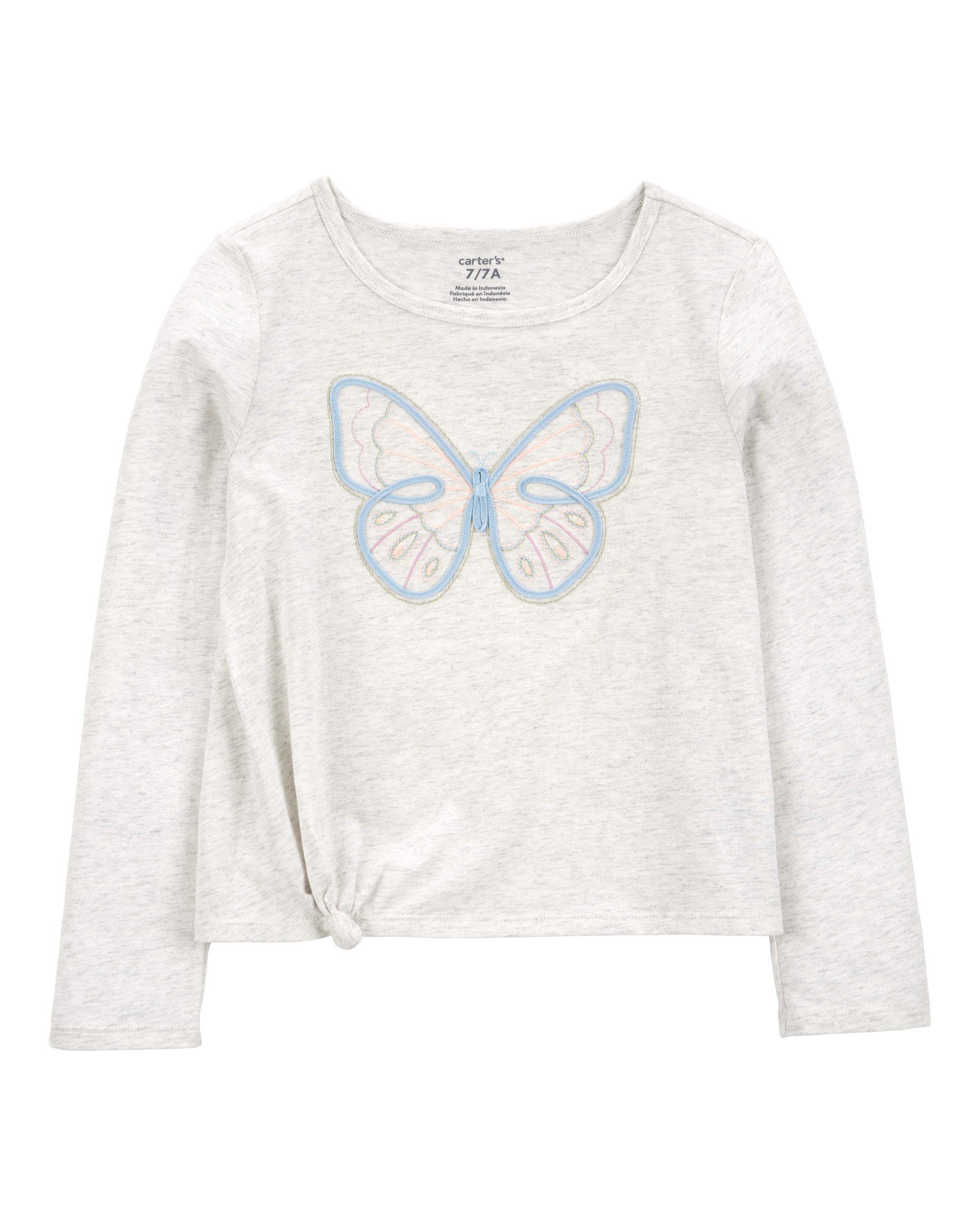 Kid Butterfly Jersey Long-Sleeve Boxy Fit Tee - Grey