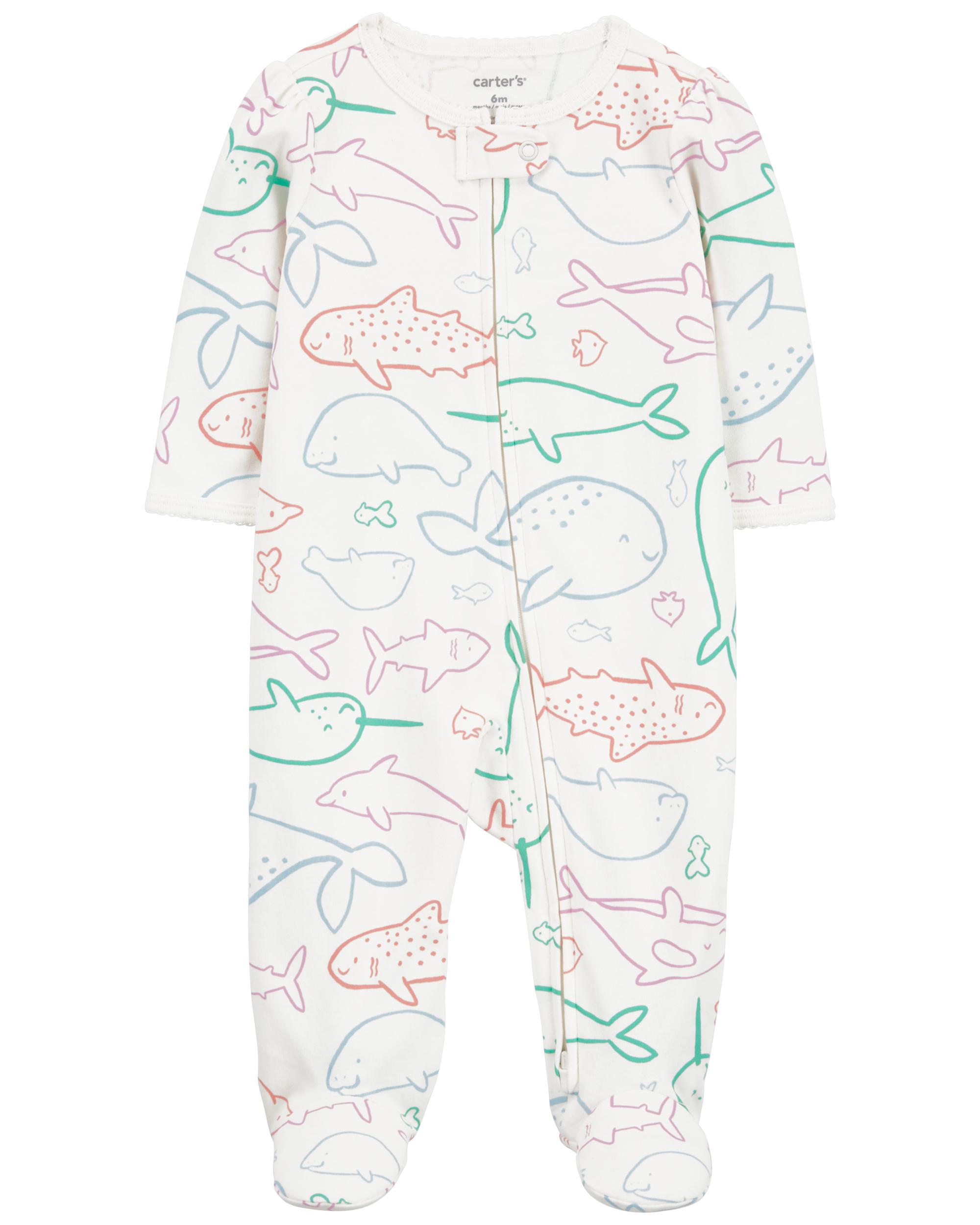 Baby Whale Zip-Up Sleeper Pyjamas