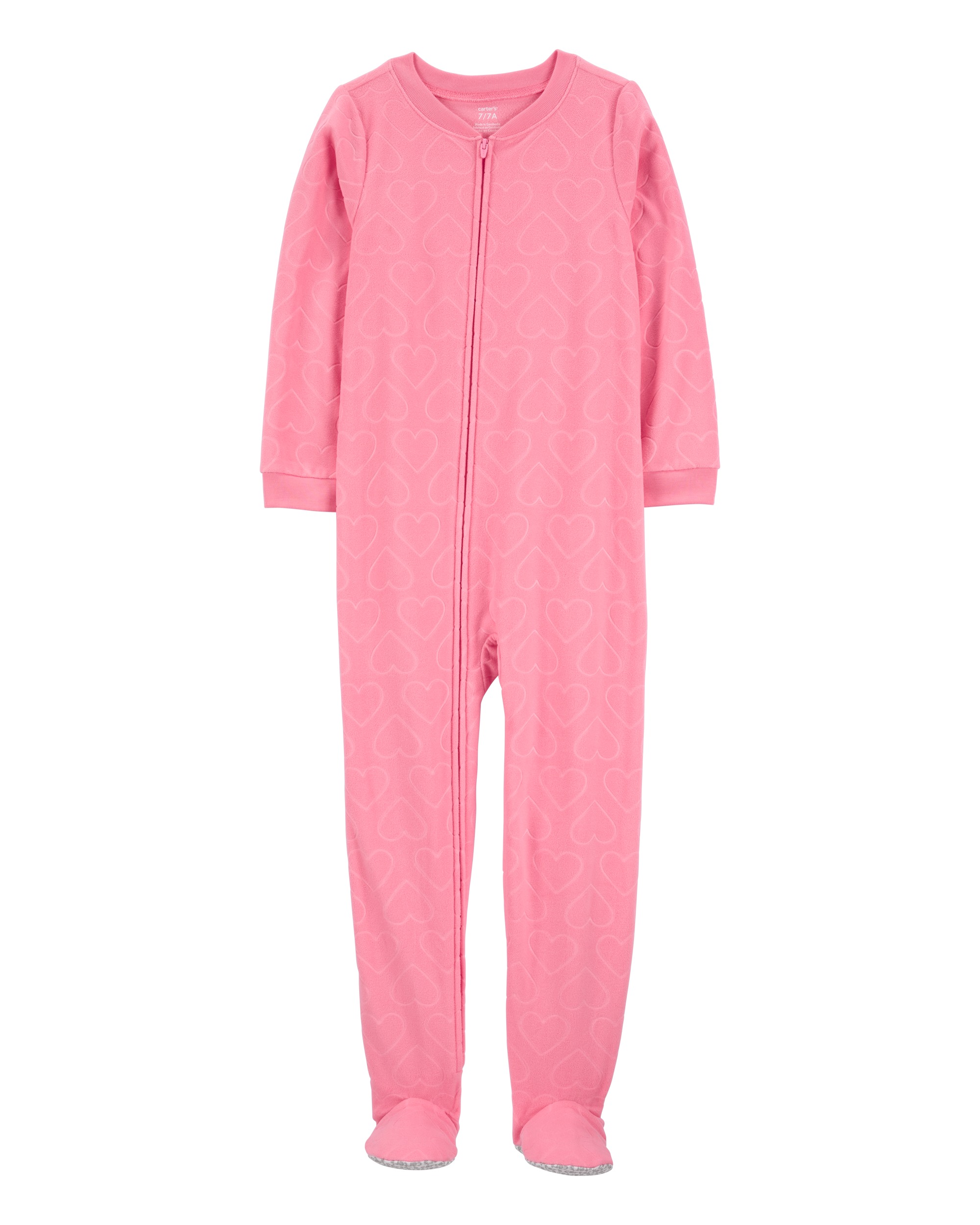 Kid 1-Piece Heart Fleece Footie Pyjamas