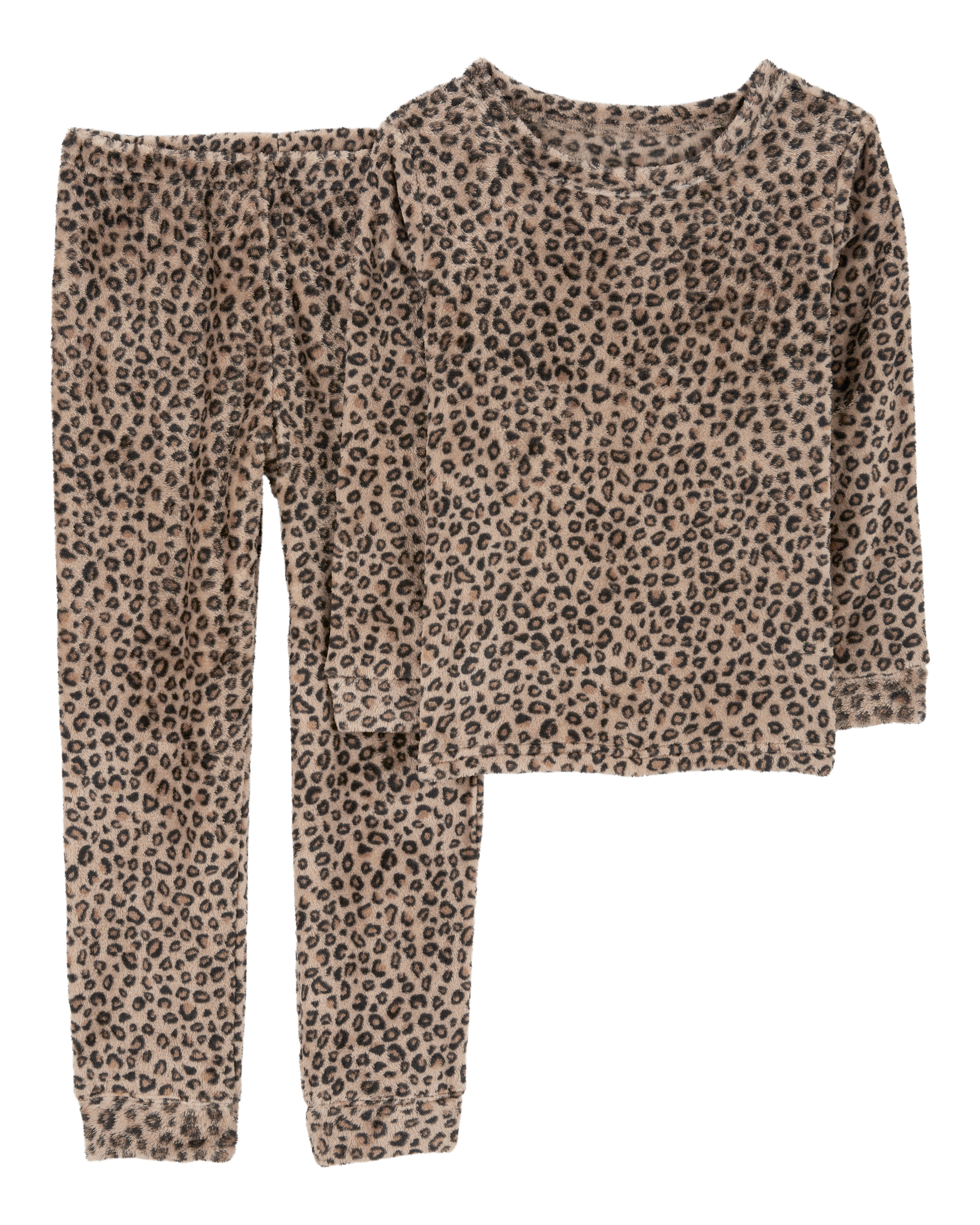 Kid 2-Piece Fuzzy Velboa Cheetah Print Pyjamas