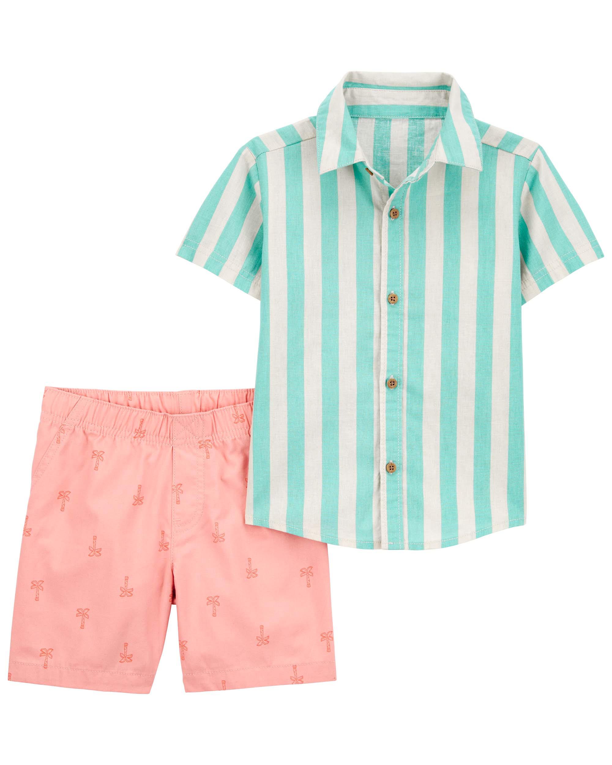 Toddler 2-Piece Striped Shirt and Shorts Set
