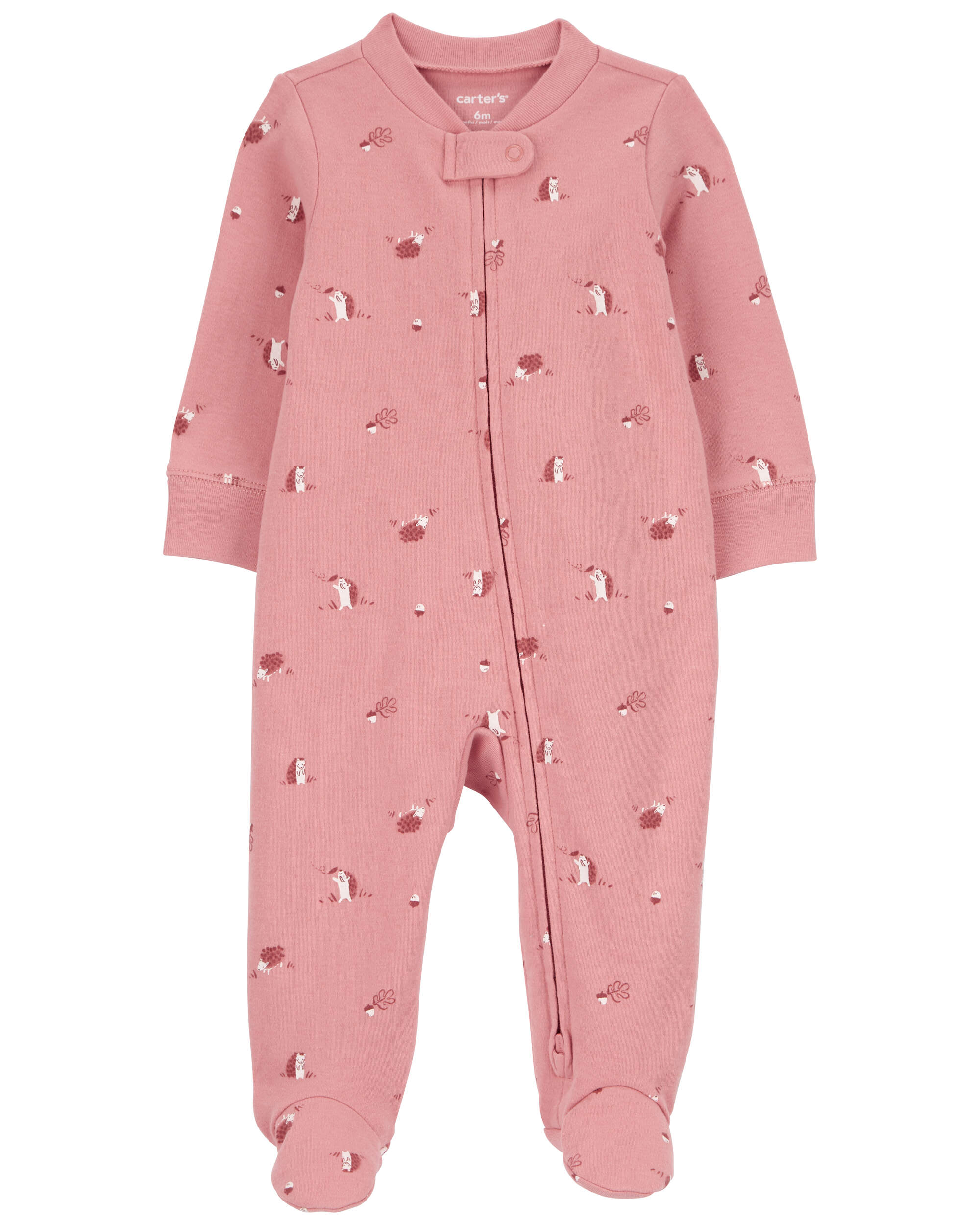 Baby Hedgehog 2-Way Zip Cotton Footie Sleep & Play Pajamas