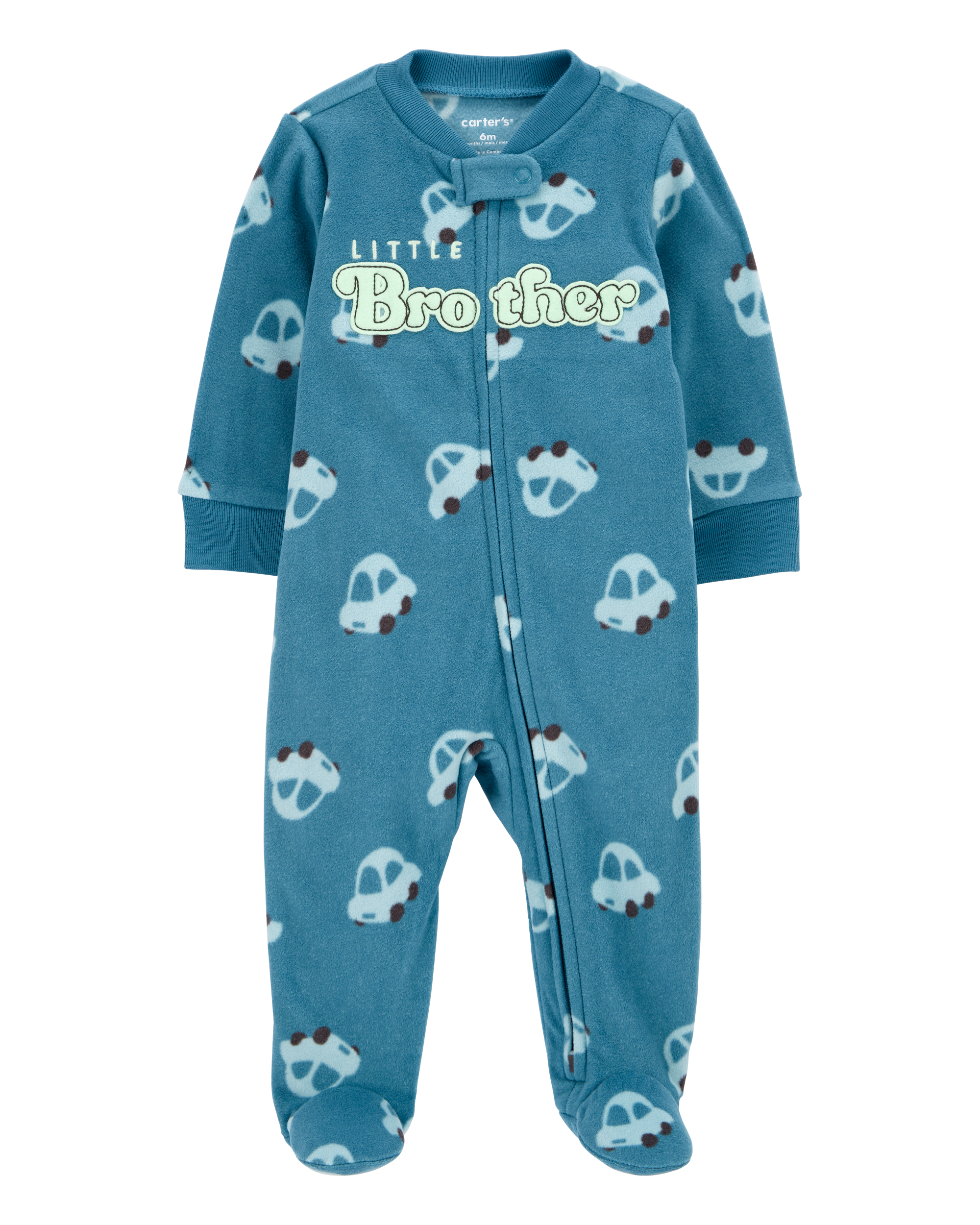 Baby Little Brother Fleece Zip-Up Footie Sleeper Pyjamas