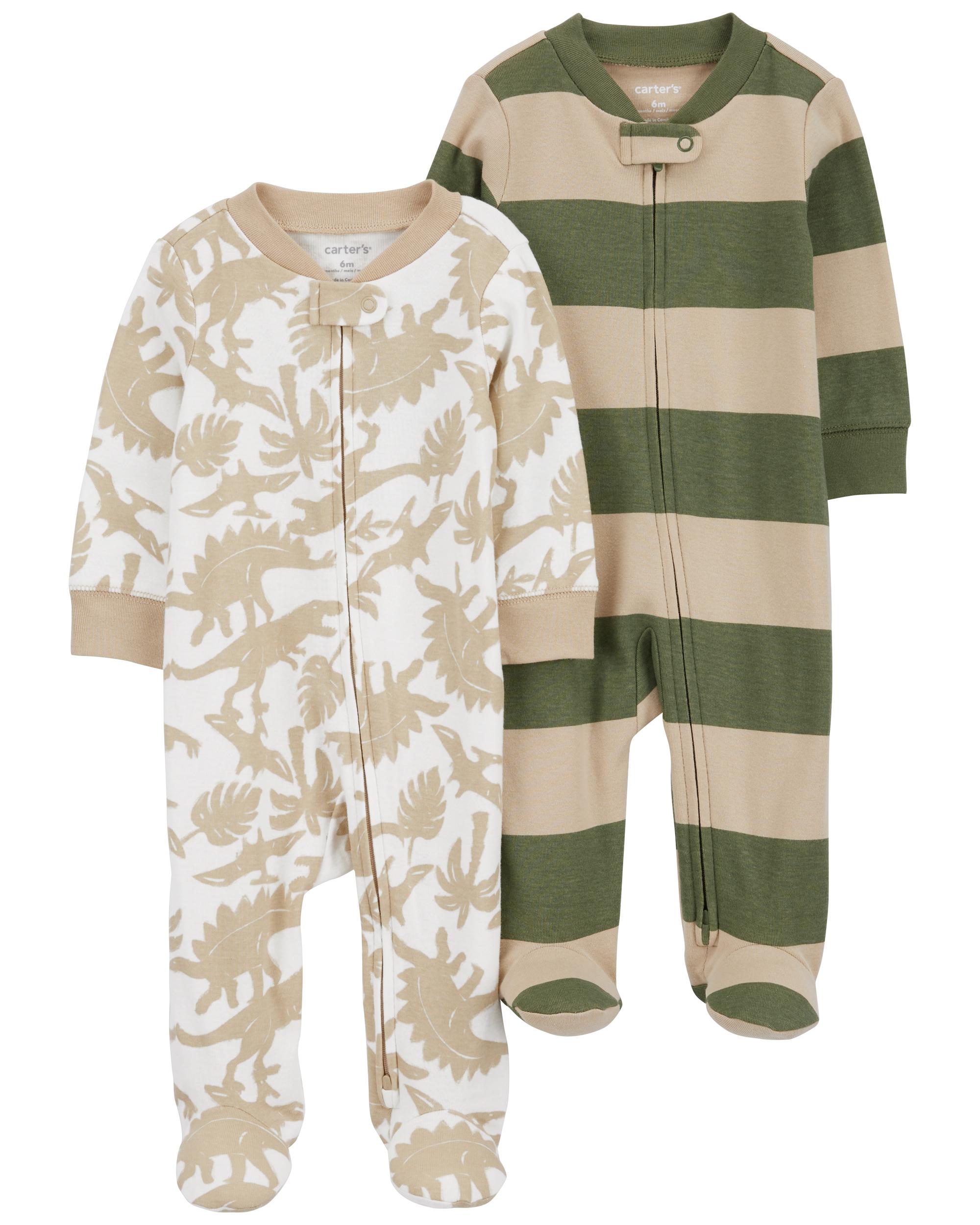 Baby 2-Pack Striped Zip-Up Cotton Sleeper Pyjamas