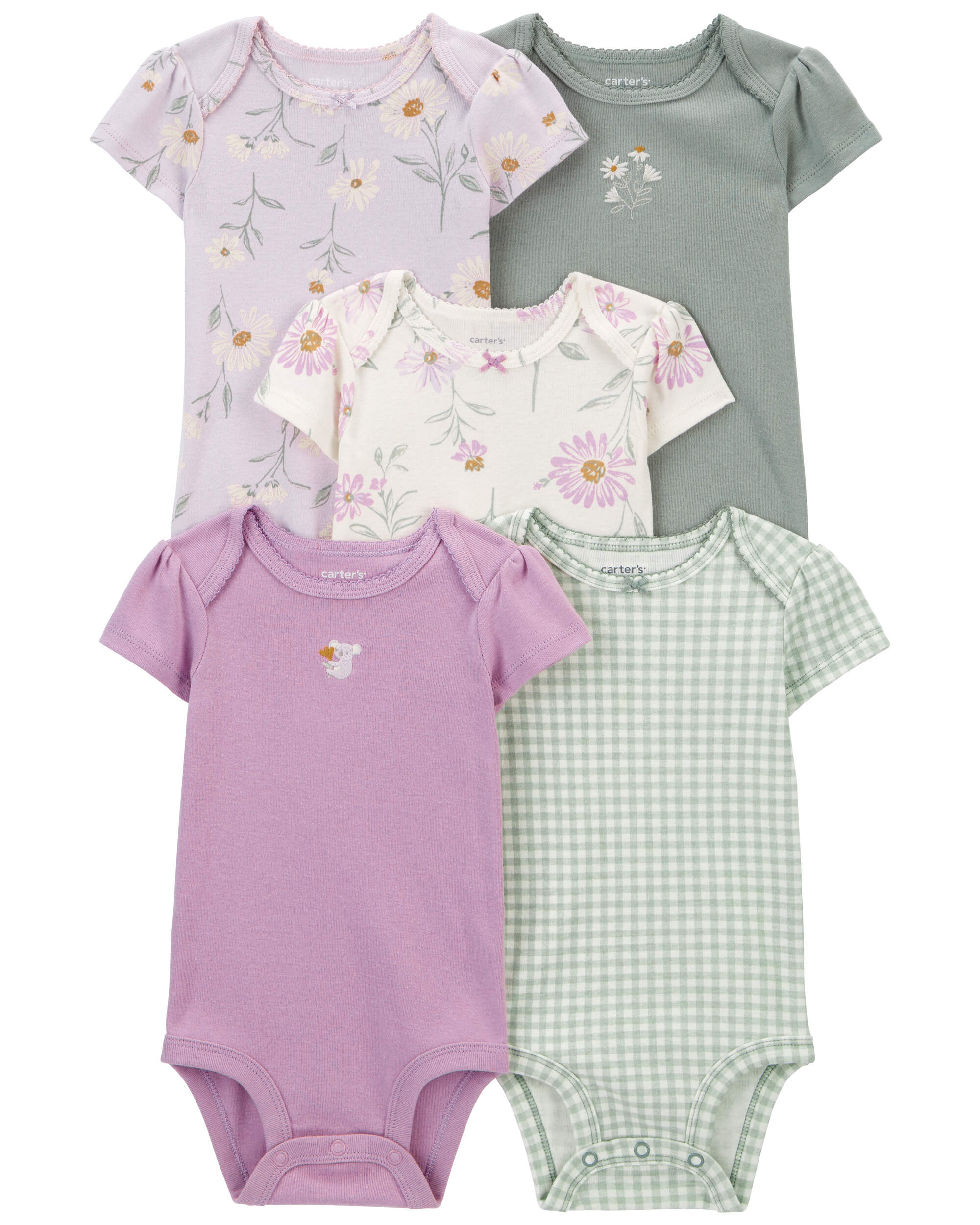 Baby 5-Pack Floral Short-Sleeve Bodysuits