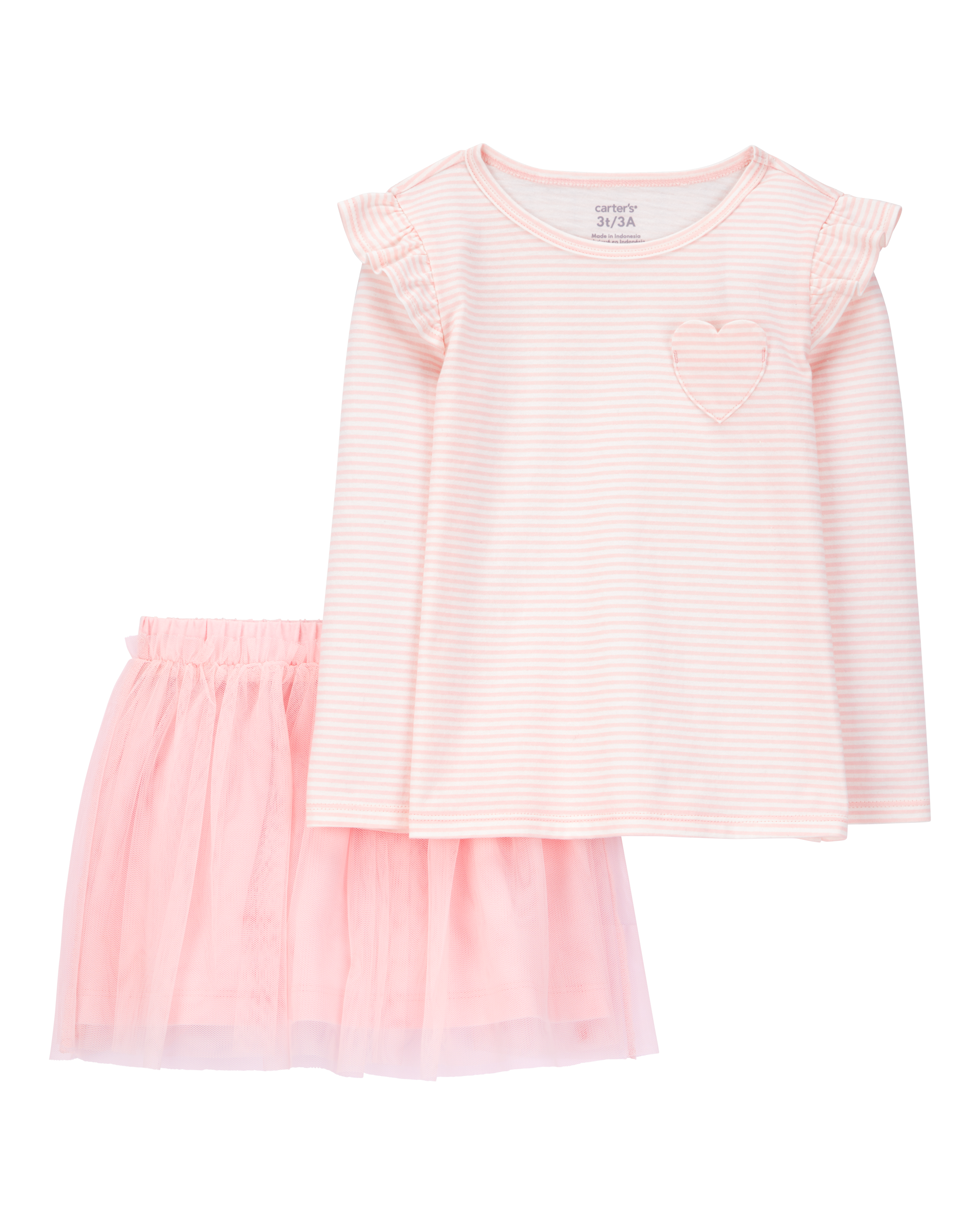 Toddler 2-Piece Striped Jersey Tee & Tulle Tutu Skirt Set