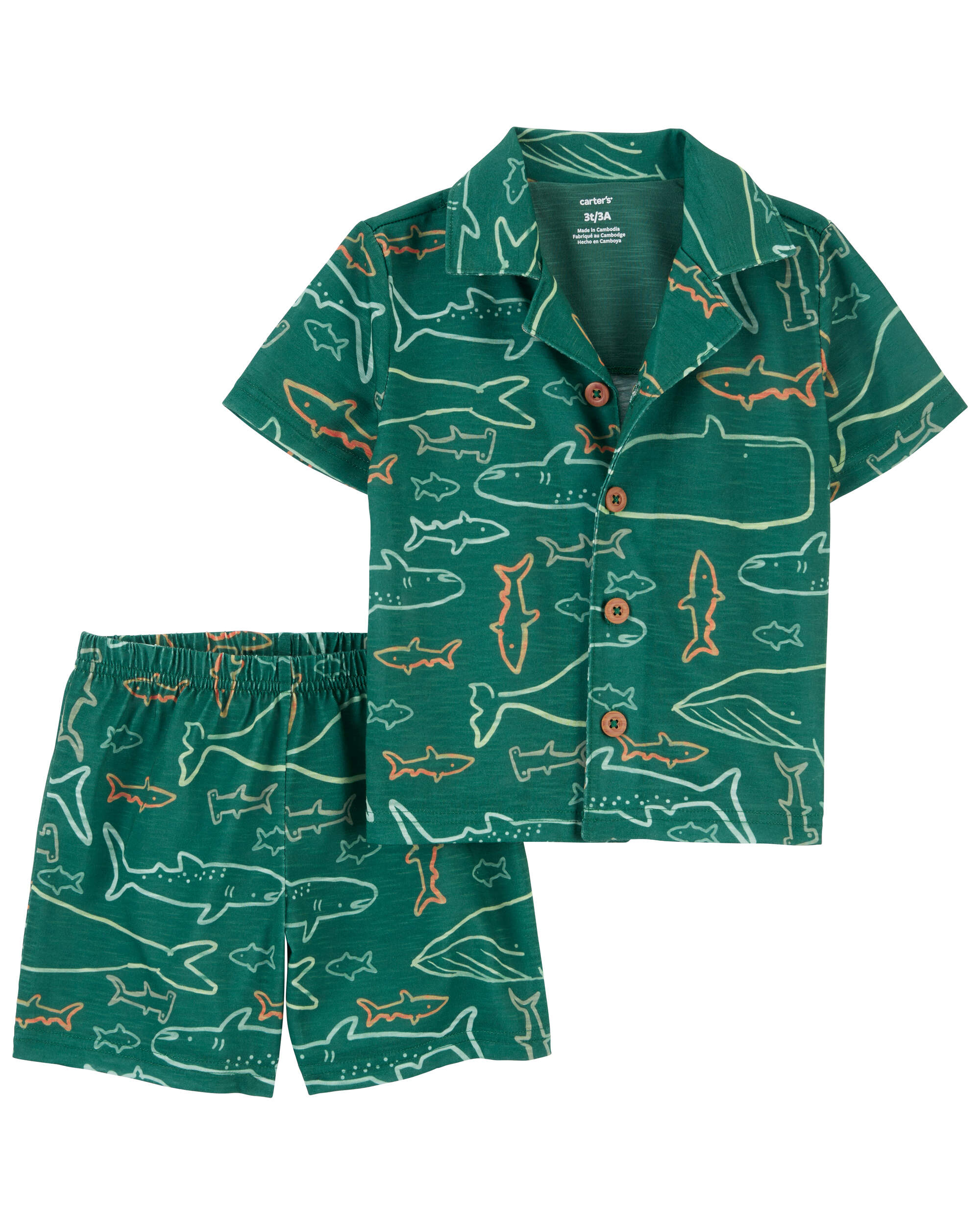 2-Pack Shark Coat-Style Loose Fit Pyjama Set