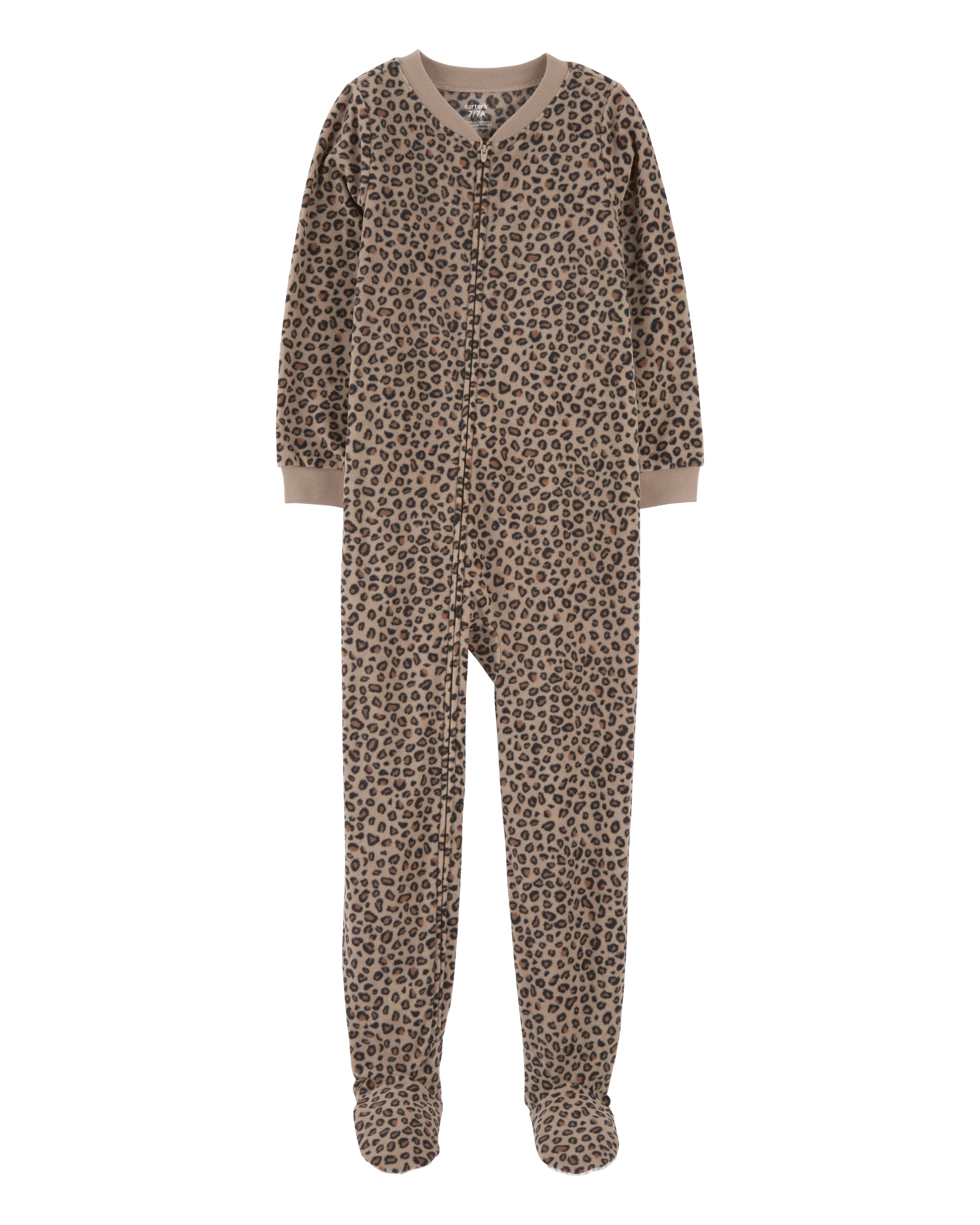 Kid 1-Piece Leopard Fleece Footie Pyjamas