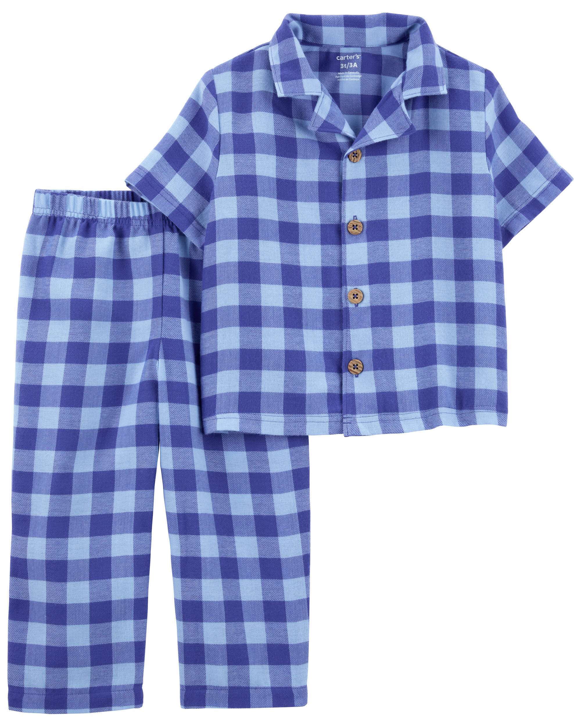 Toddler 2-Piece Gingham Coat Style Pyjamas