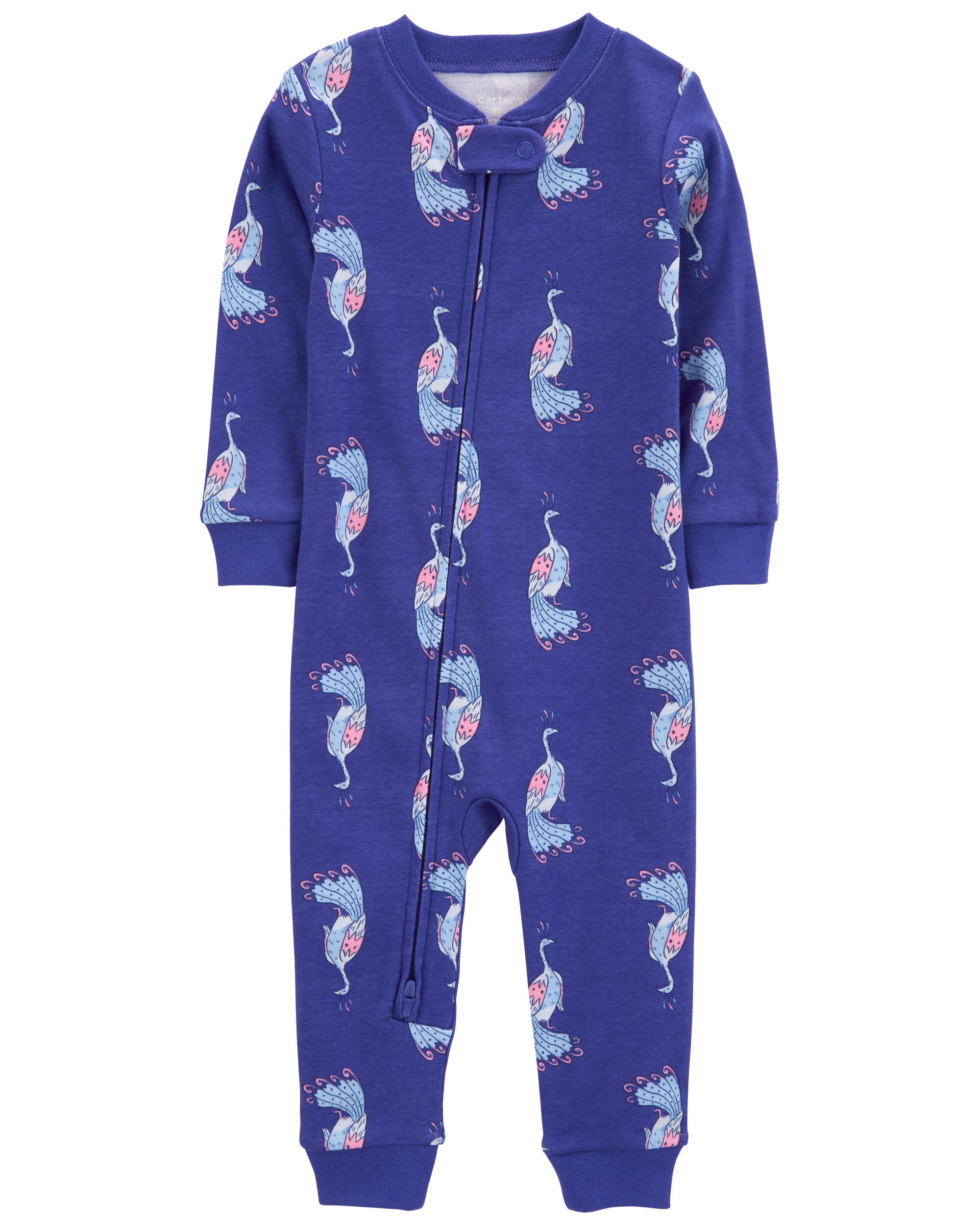 Navy 1-Piece Peacock 100% Snug Fit Cotton Footless Pyjamas