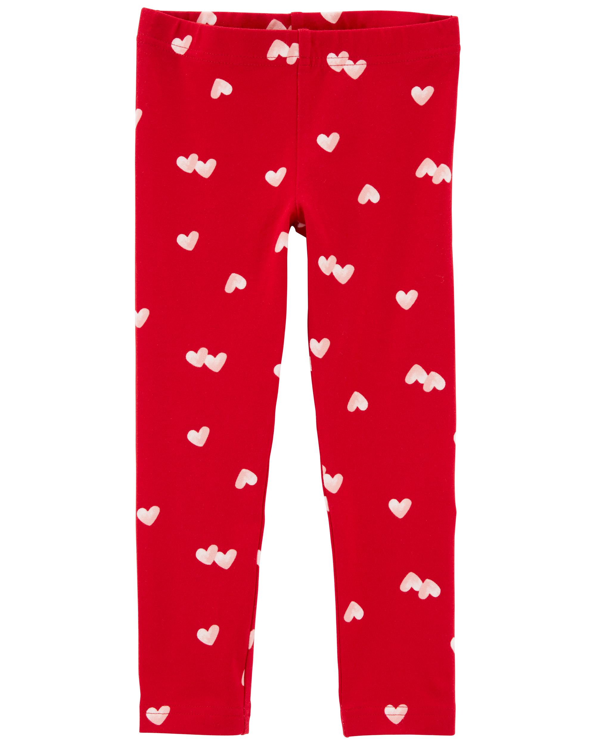 Girls Pink Red & White Hearts Valentines Day Leggings Pants X-Large (14/16)