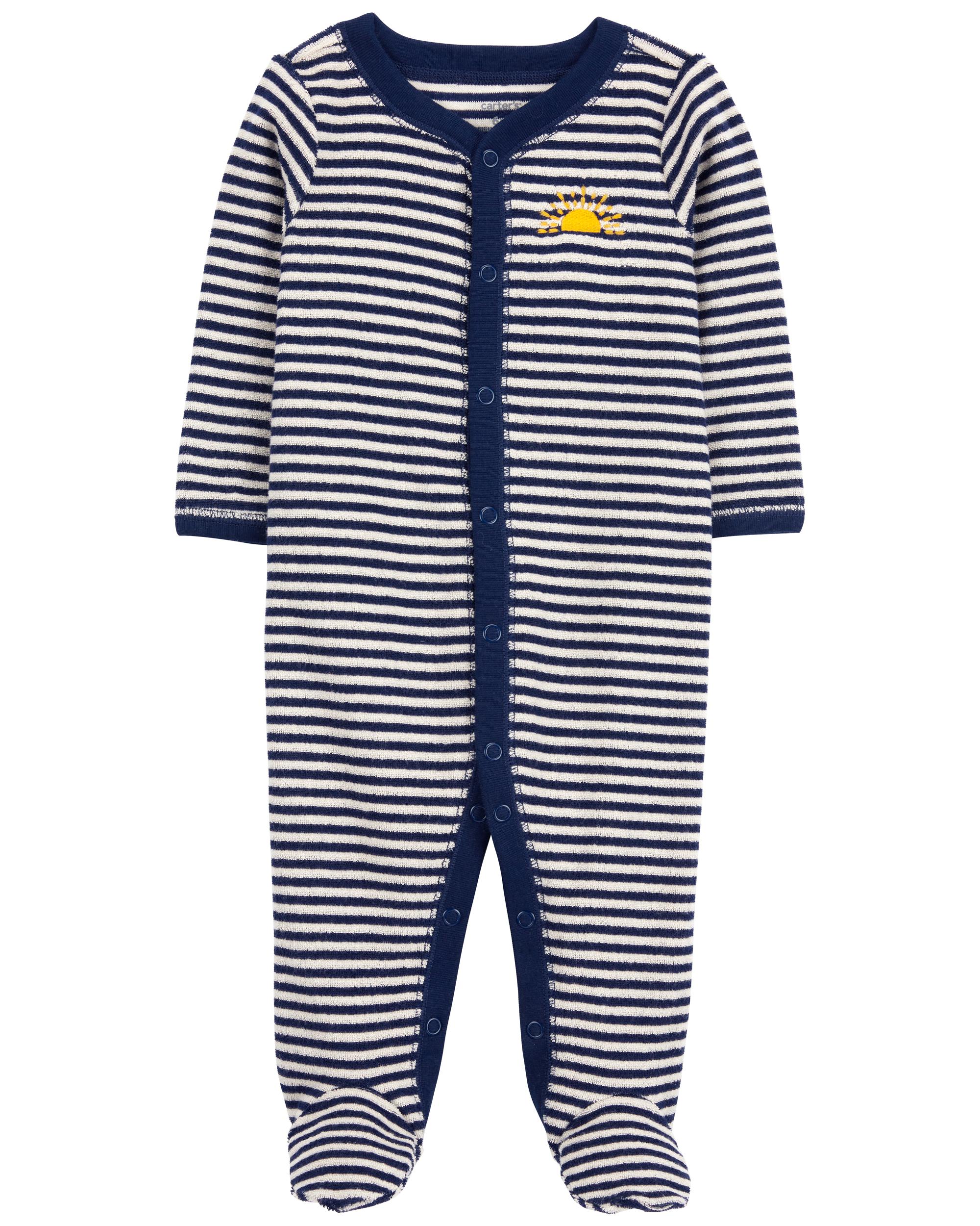 Baby Striped Snap-Up Terry Sleeper Pyjamas