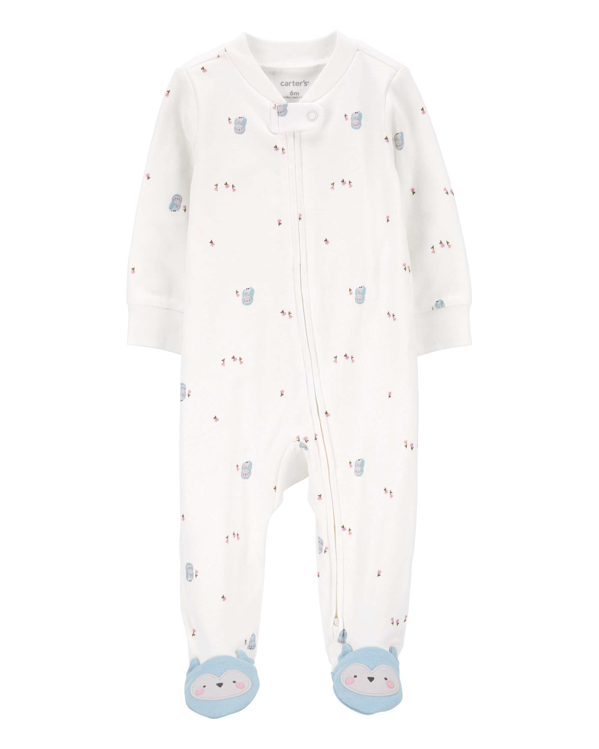 Baby Owl 2-Way Zip Cotton Sleeper Pyjamas