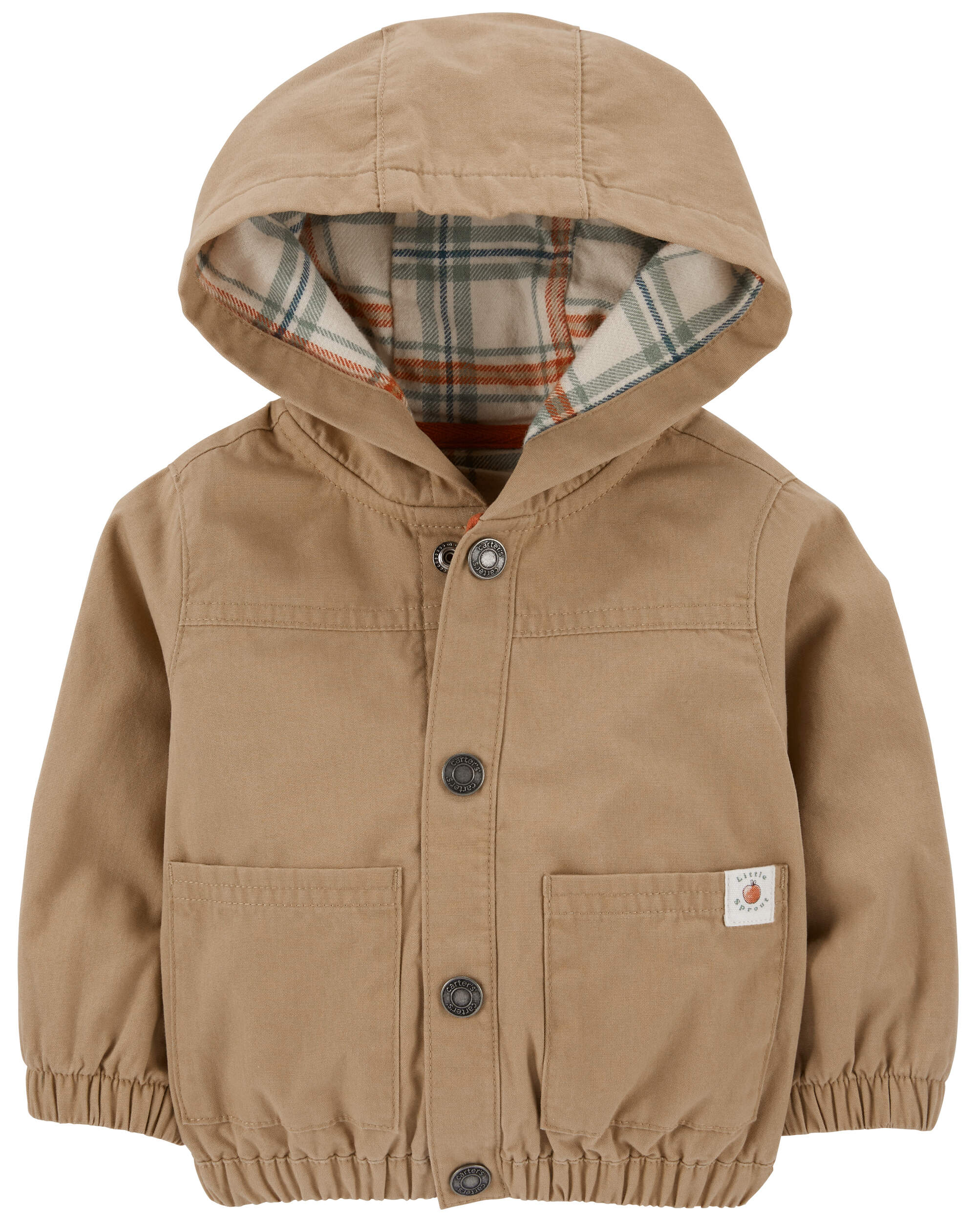 Baby Canvas Hooded Snap-Up Jacket