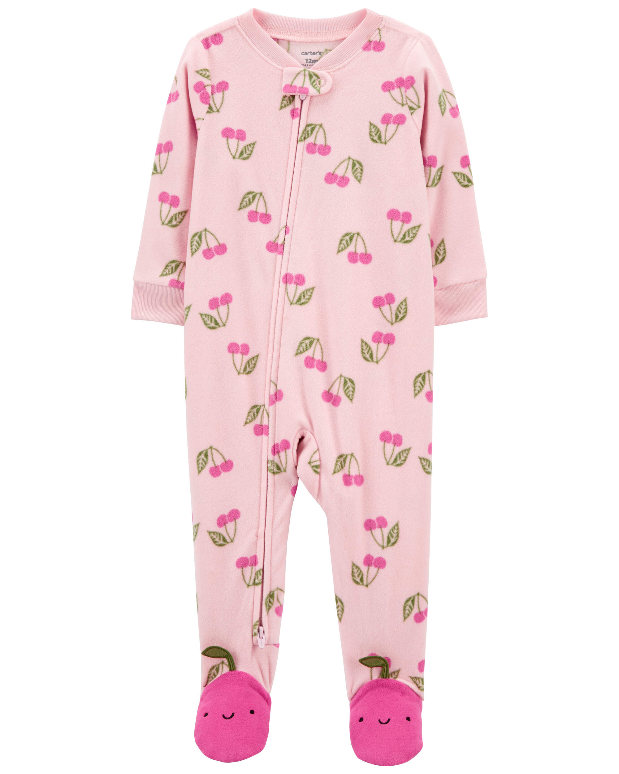 1-Piece Cherry Fleece Footie Pyjamas