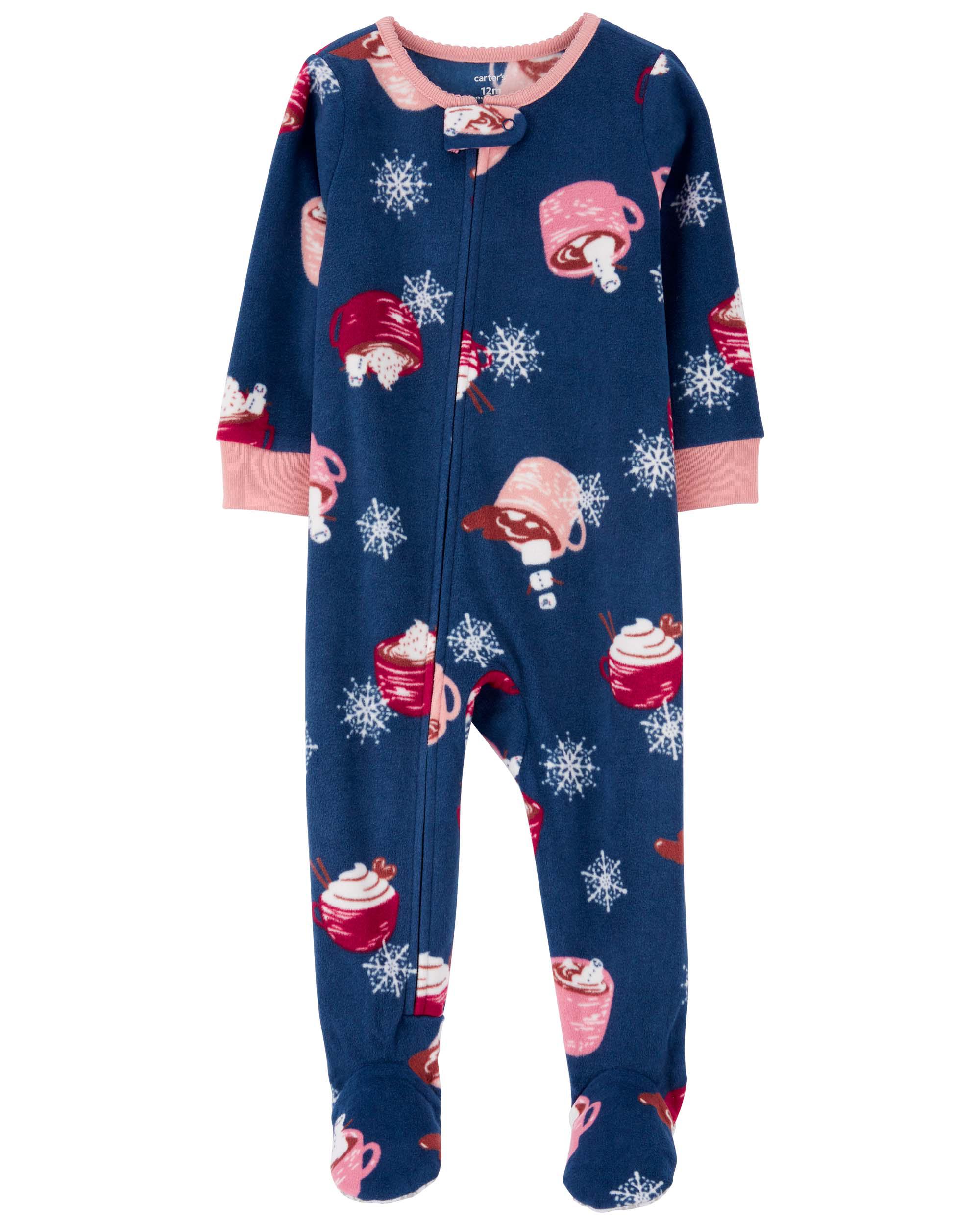 1-Piece Floral Fleece Footless Pyjamas