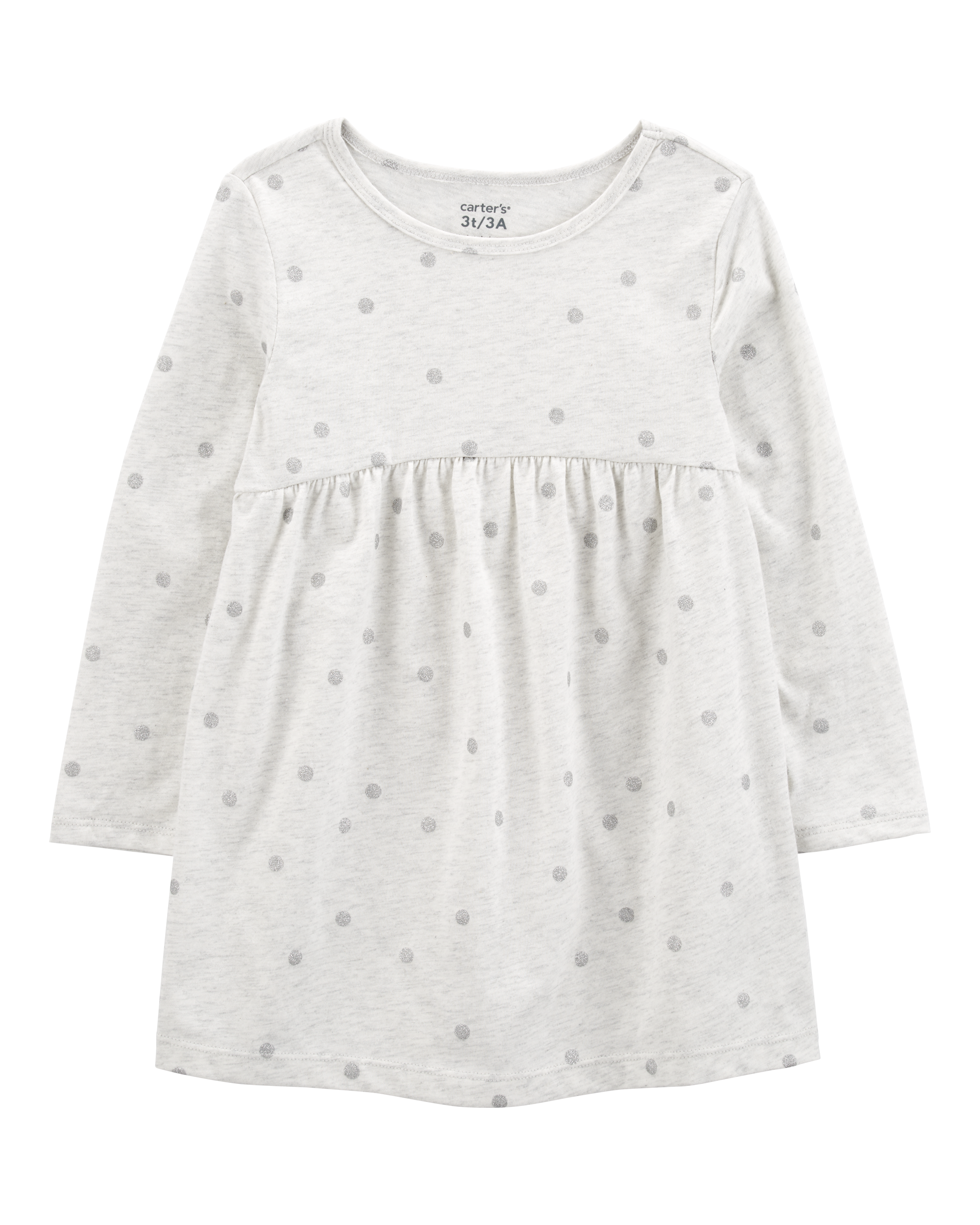 Toddler Glitter Polka Dot Long-Sleeve Jersey Dress