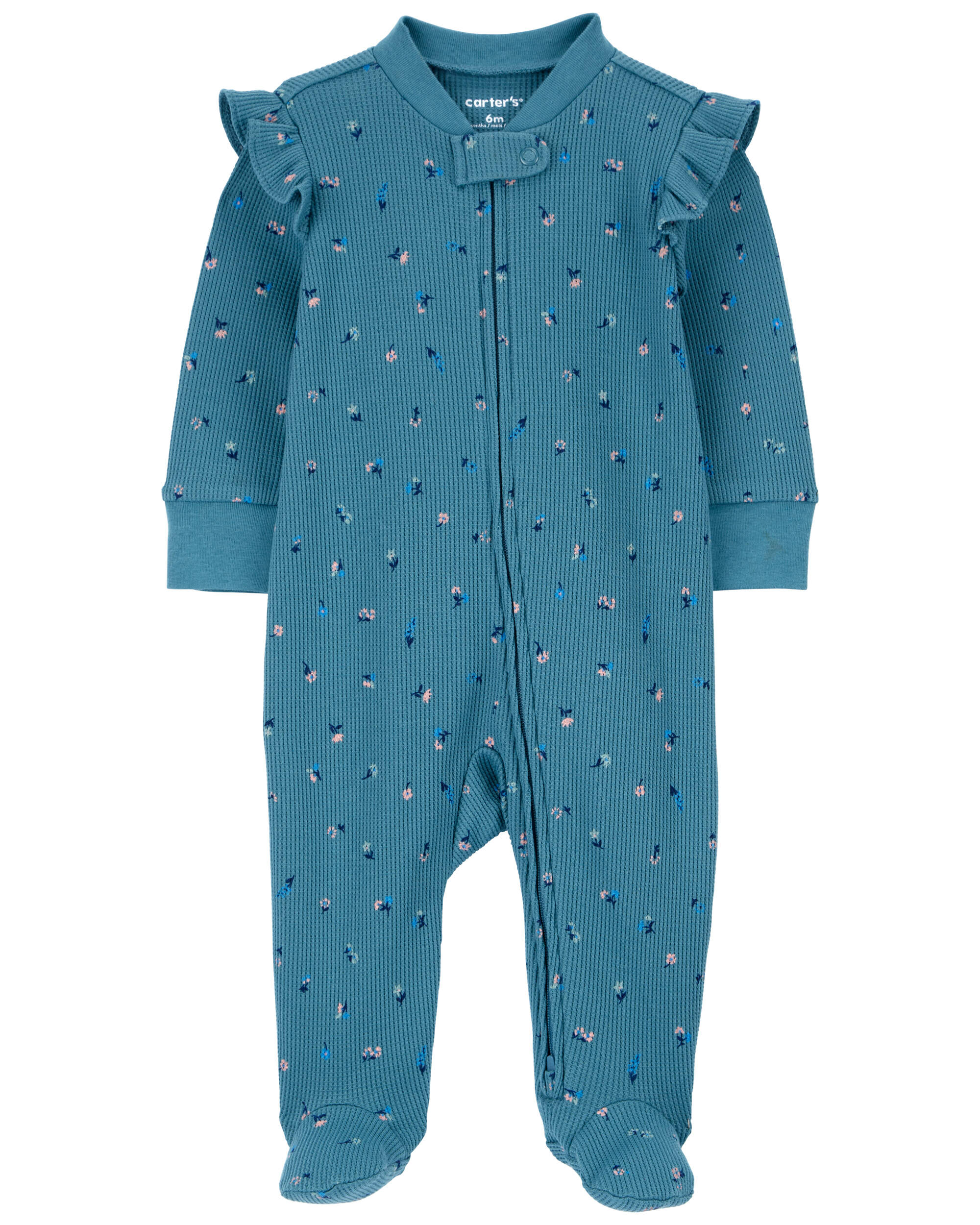 Baby Floral 2-Way Zip Thermal Textured Sleep & Play Pajamas
