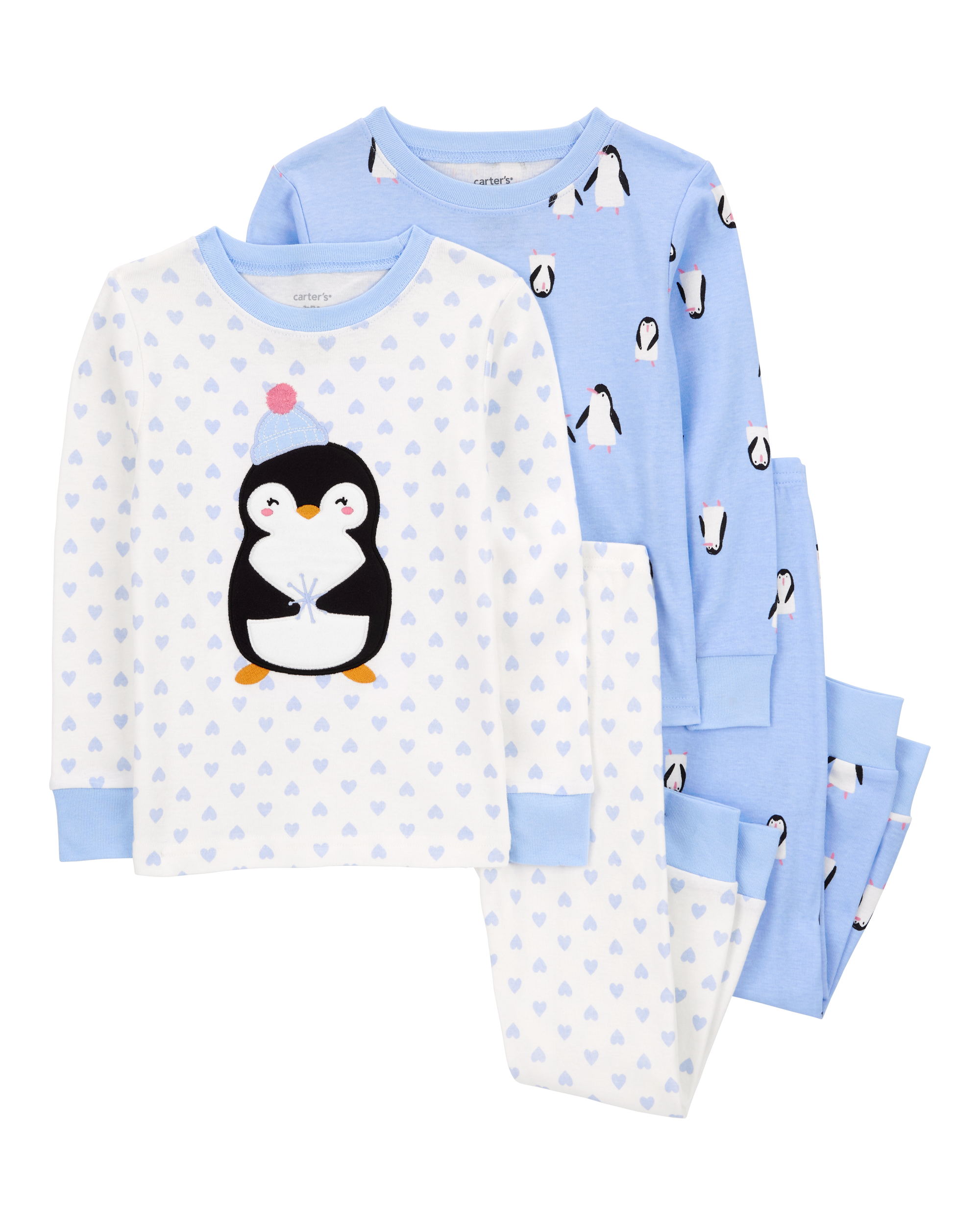 Enfant en bas âge Pyjamas 4 pièces coton ajusté à imprimé de pingouin