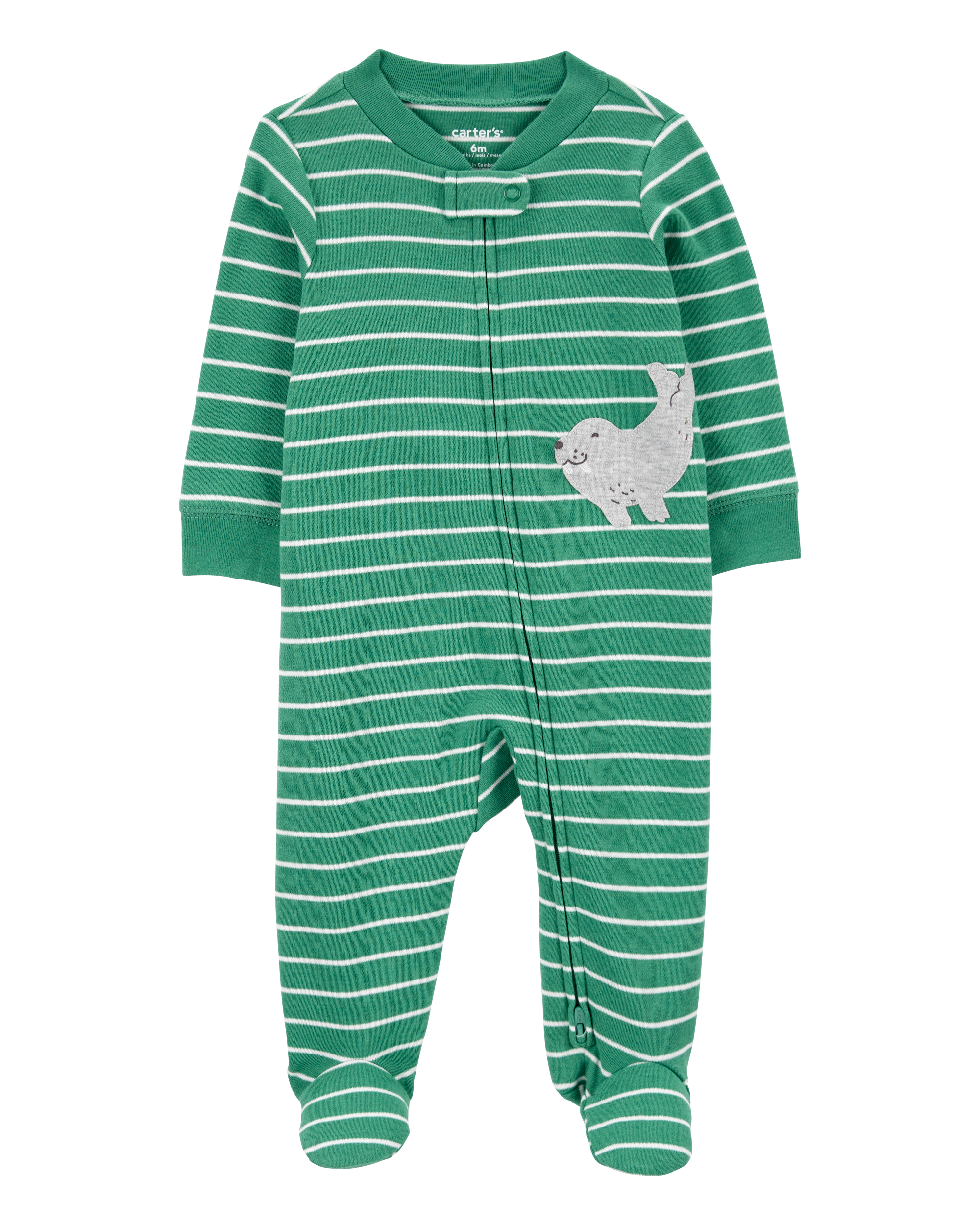 Baby Striped Walrus 2-Way Zip Sleeper Pyjamas