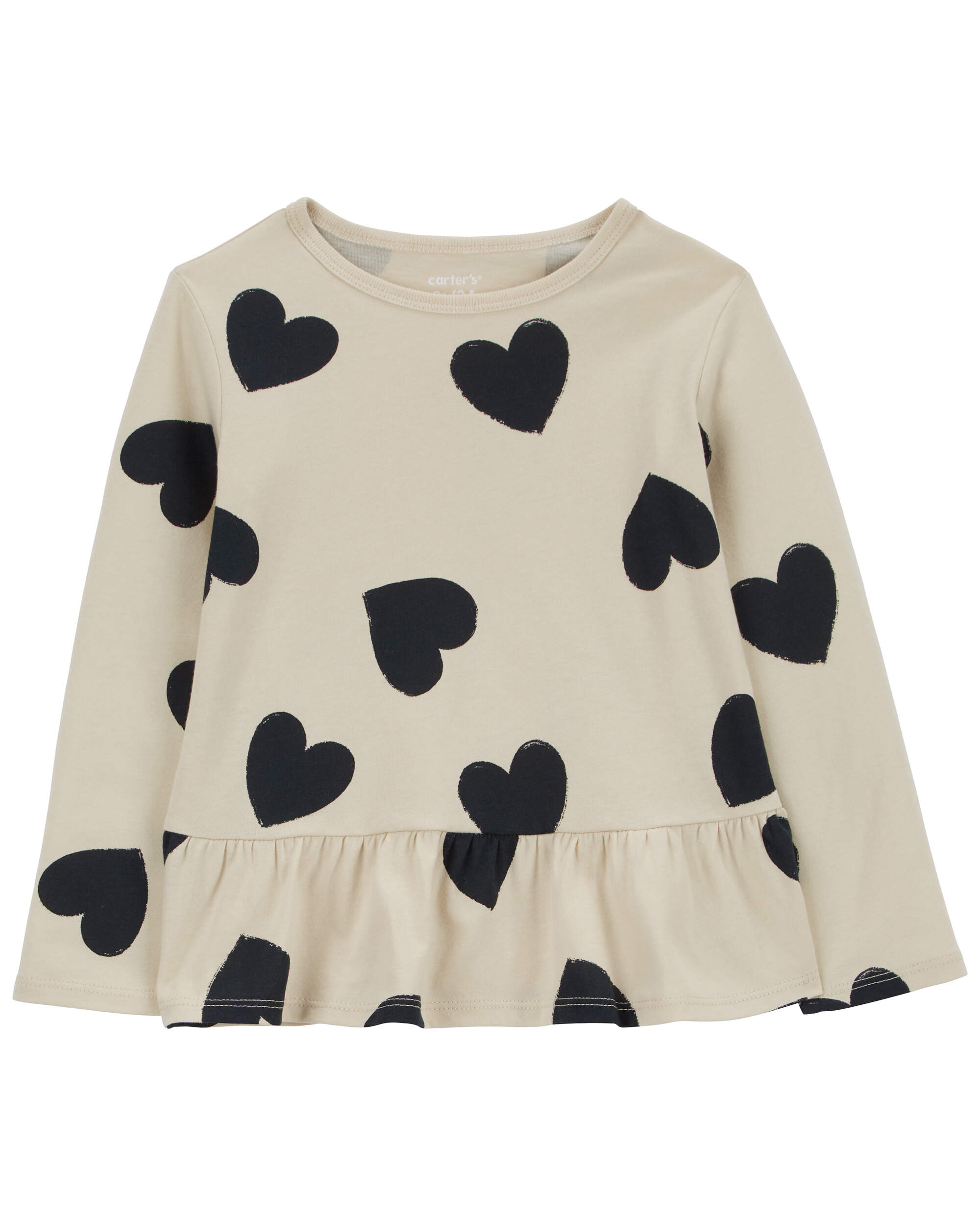 Toddler Heart Print Peplum Top