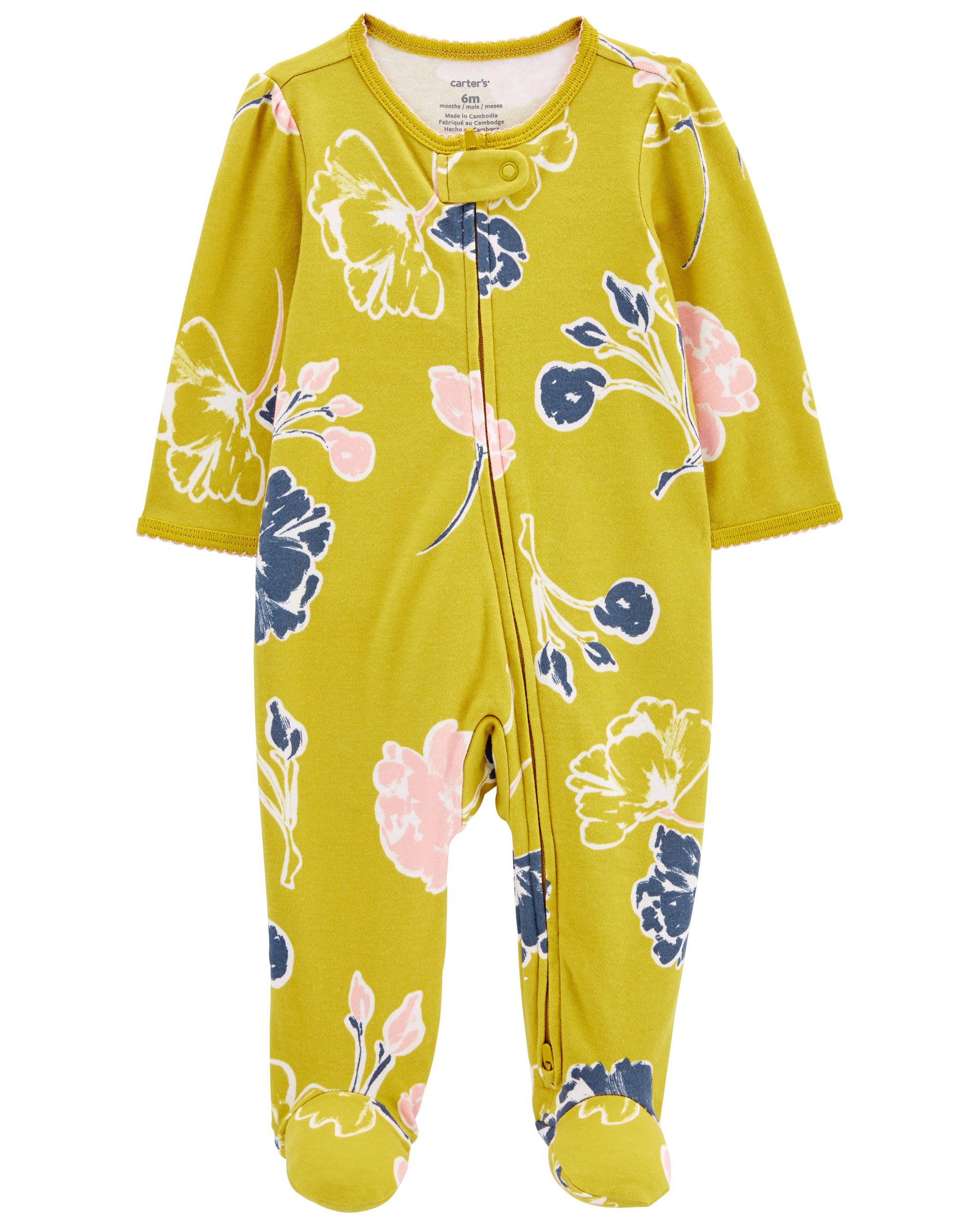 Baby Floral 2-Way Zip Cotton Sleeper Pyjamas