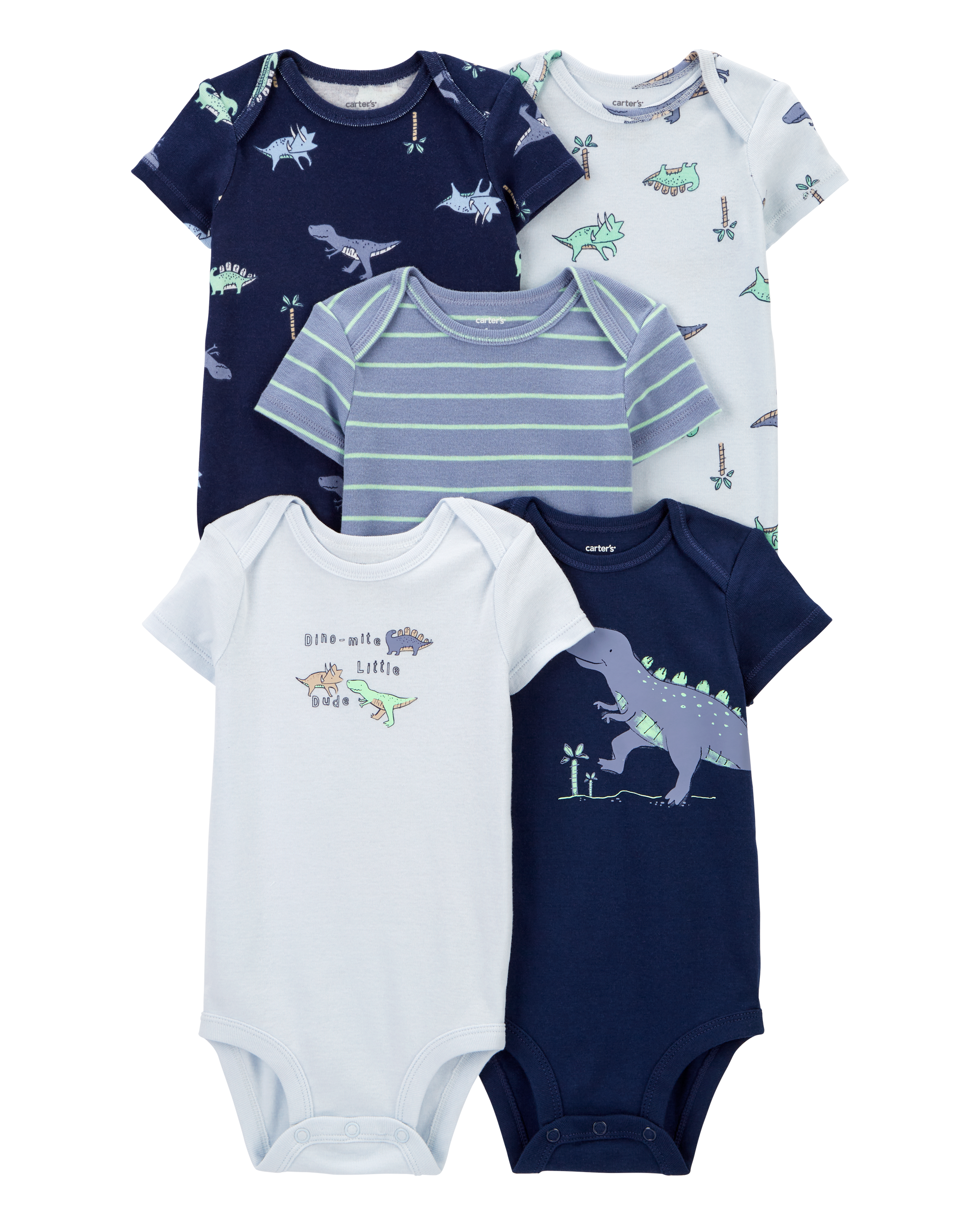 Baby 5-Pack Dinosaur Short-Sleeve Bodysuits