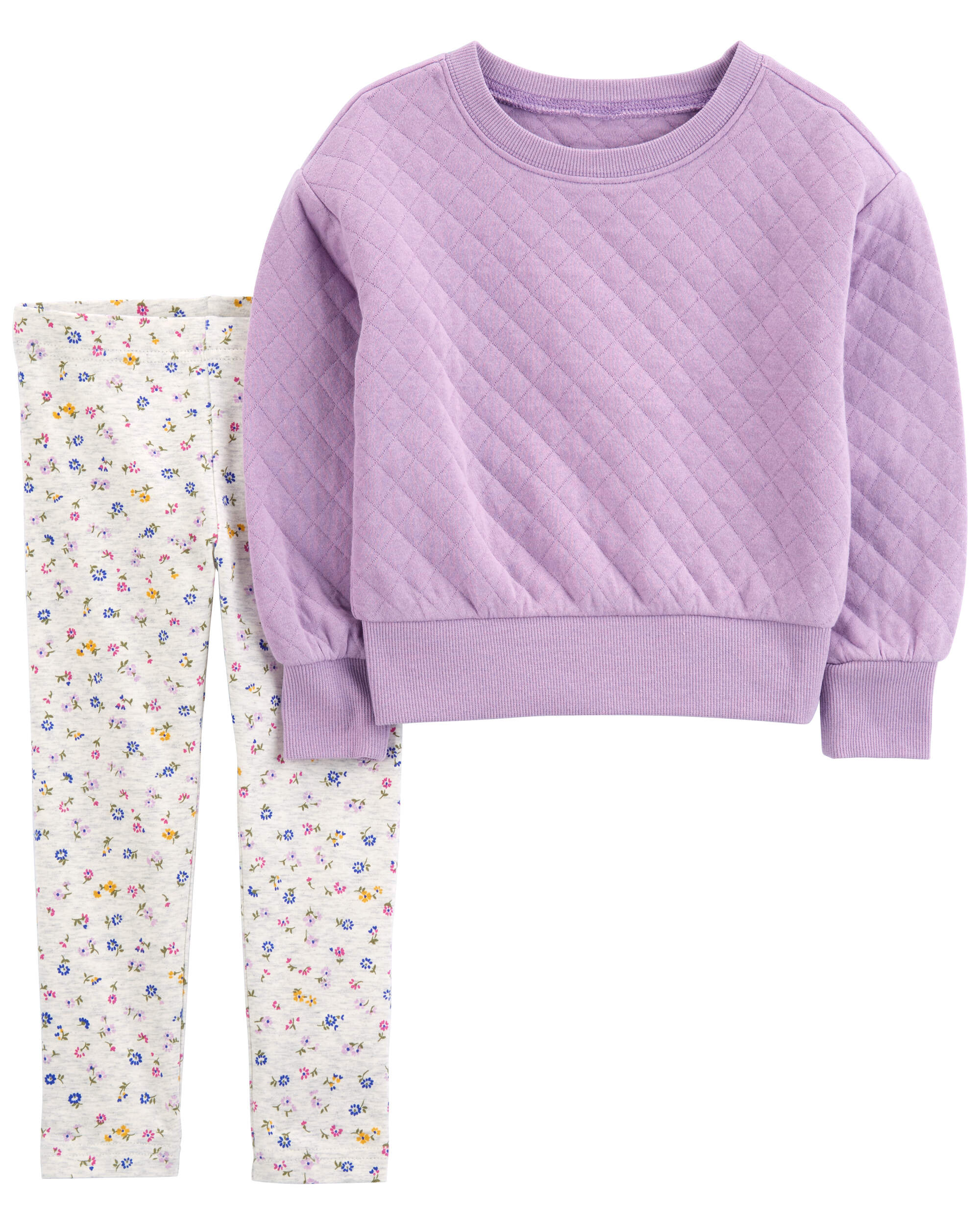 Toddler 2-Piece Quilted Pullover & Floral Legging Set
