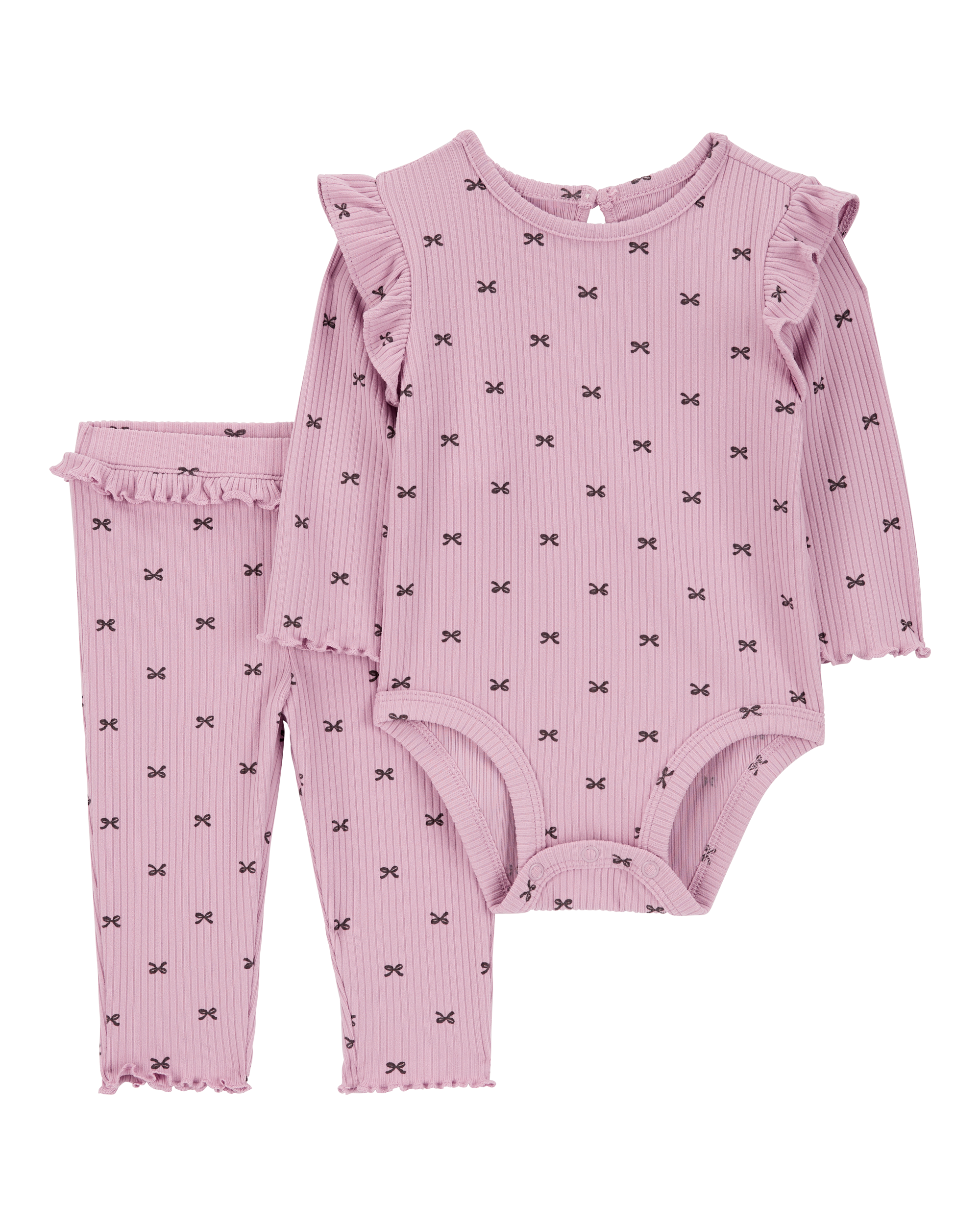 Baby 2-Piece Bow Print Bodysuit Pant Set