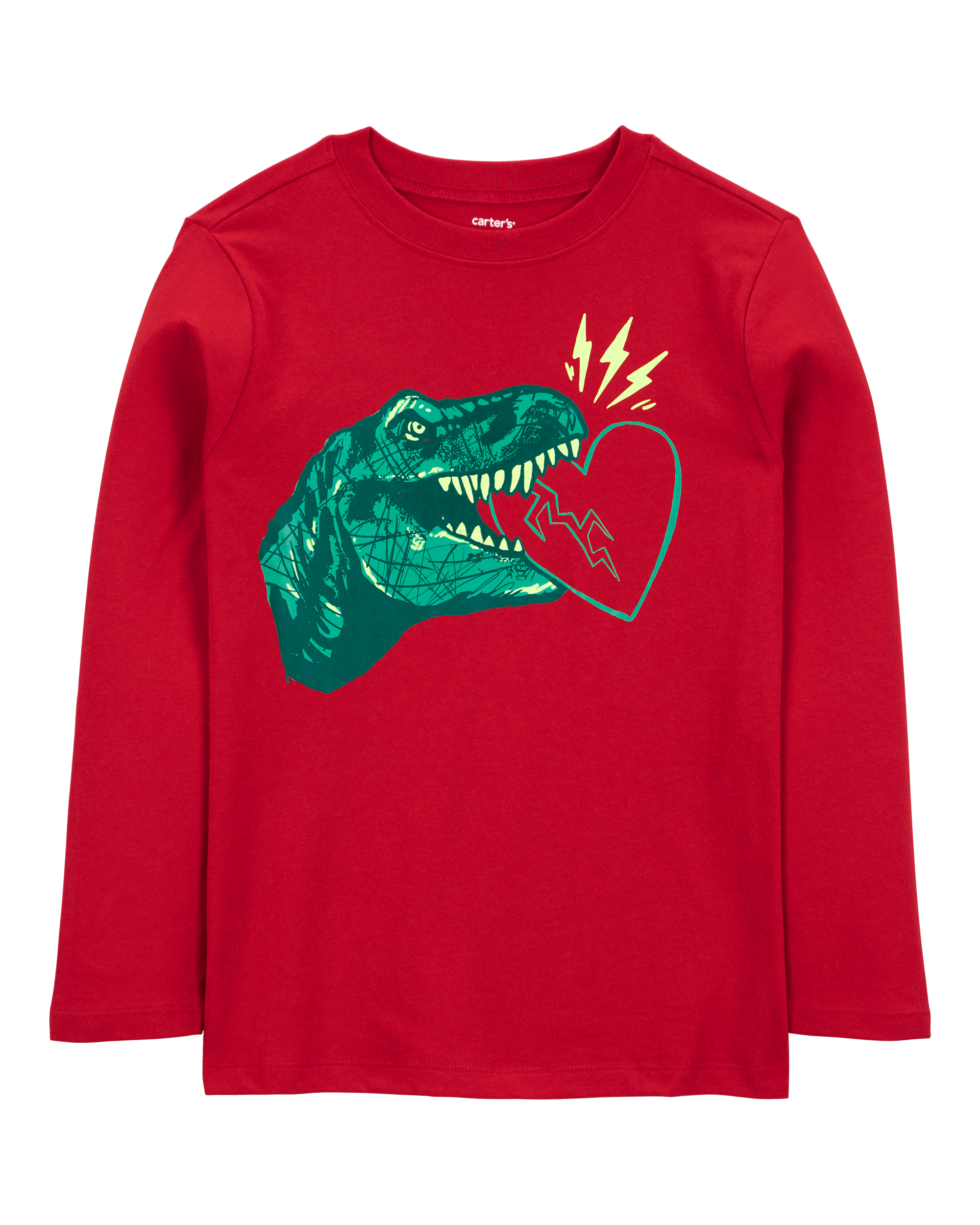 Kid Valentine's Day Dinosaur Long-Sleeve Tee - Red