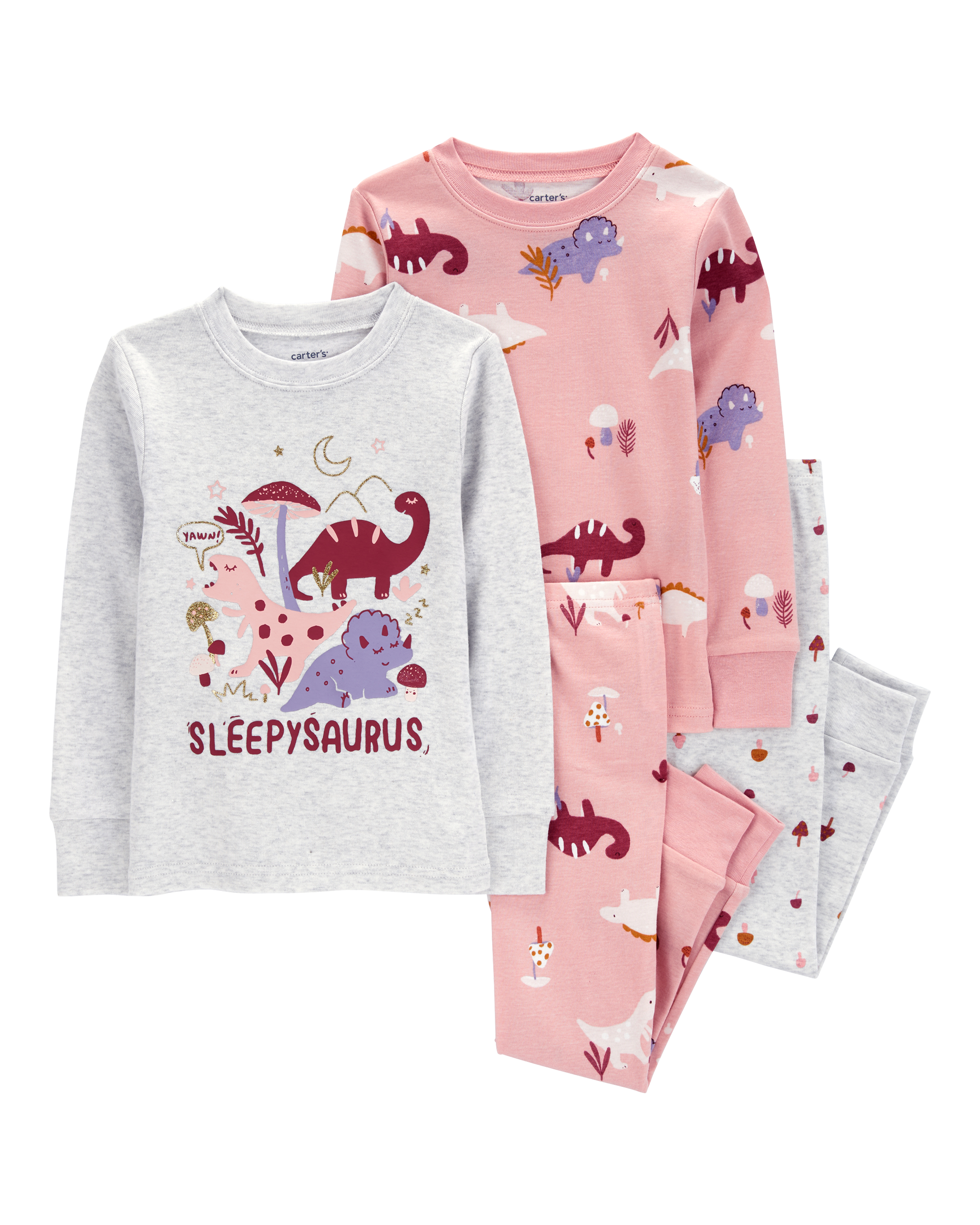 Baby 4-Piece Dinosaur Cotton Blend Pyjamas