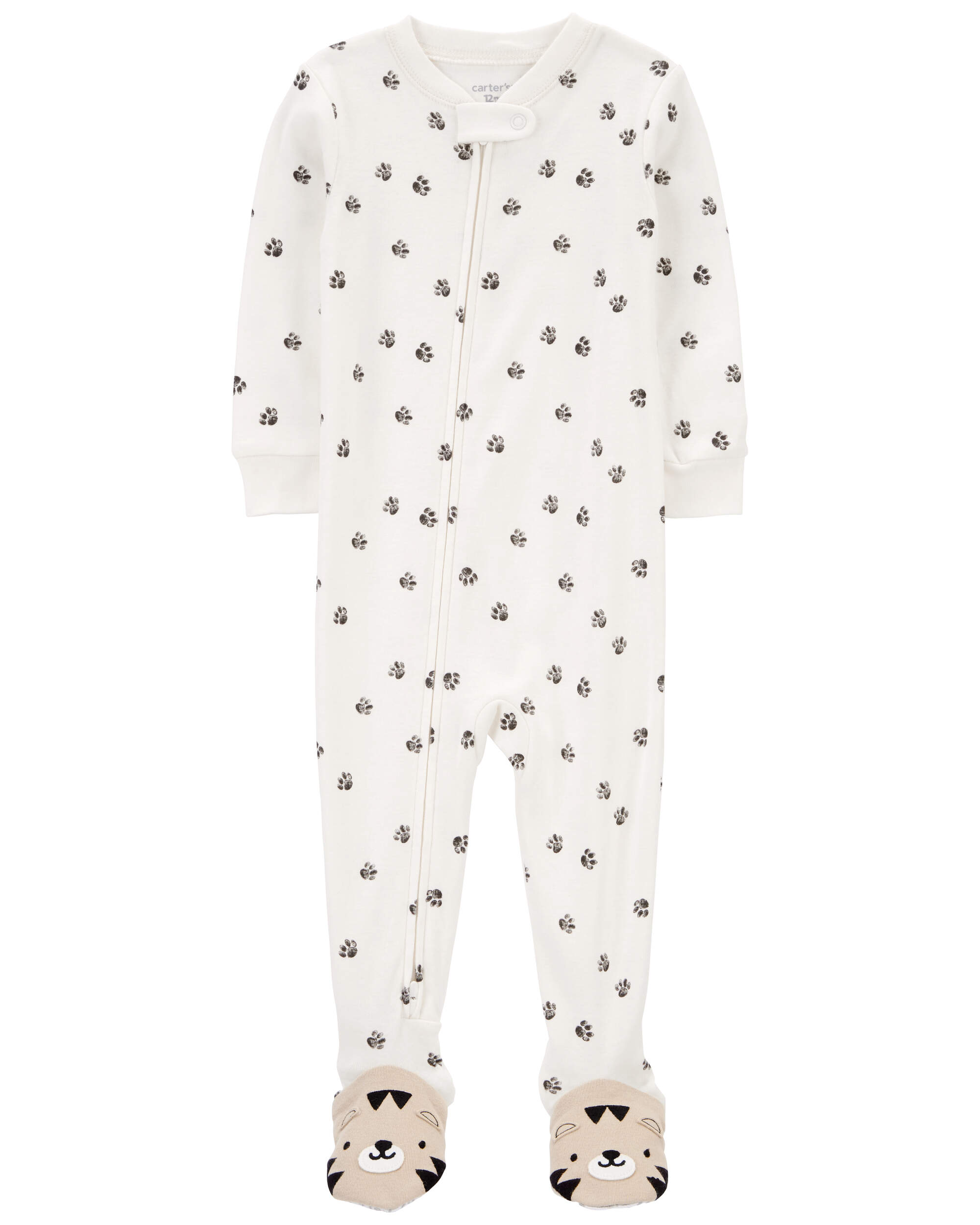 Toddler 1-Piece Tiger Paw 100% Snug Fit Cotton Footie Pyjamas