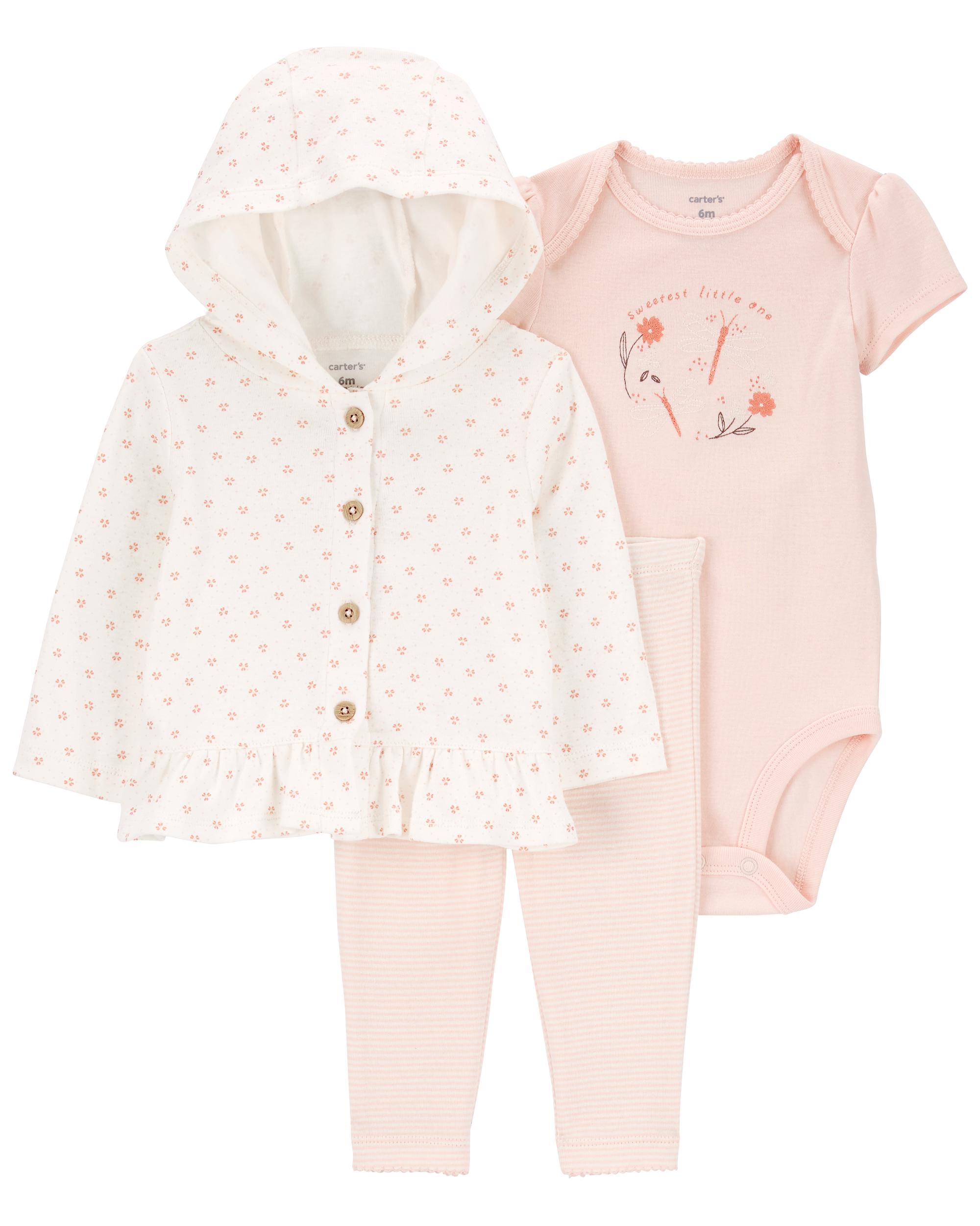 Pink/White Baby 3-Piece Little Cardigan Set | Carter's Oshkosh Canada