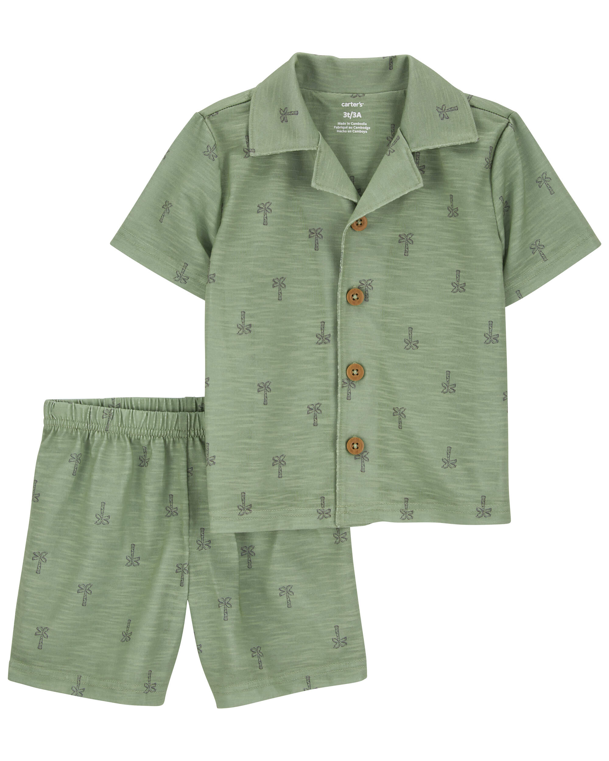 2-Pack Palm Tree Coat-Style Loose Fit Pyjamas