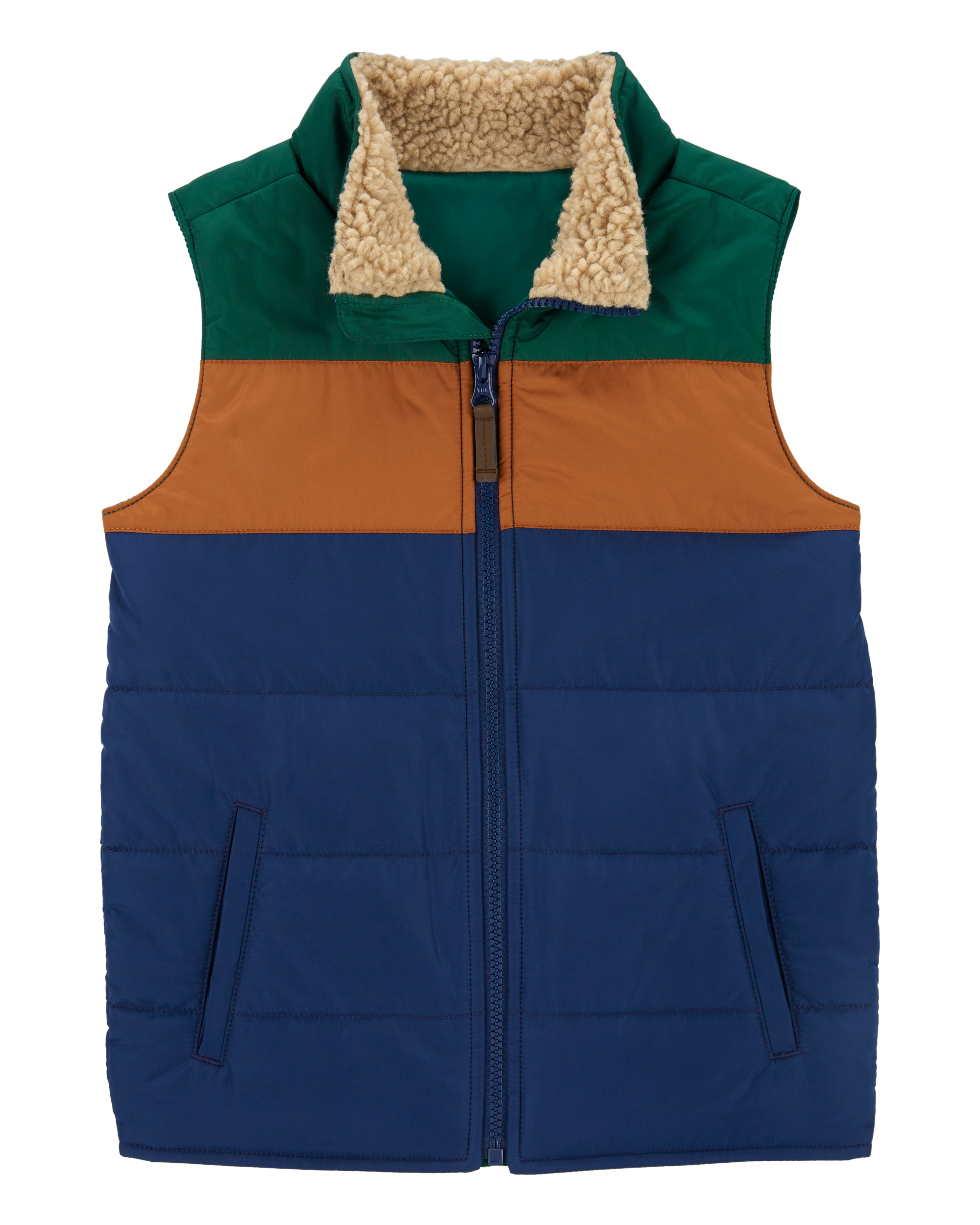 Kid Colourblock Zip-Up Puffer Vest