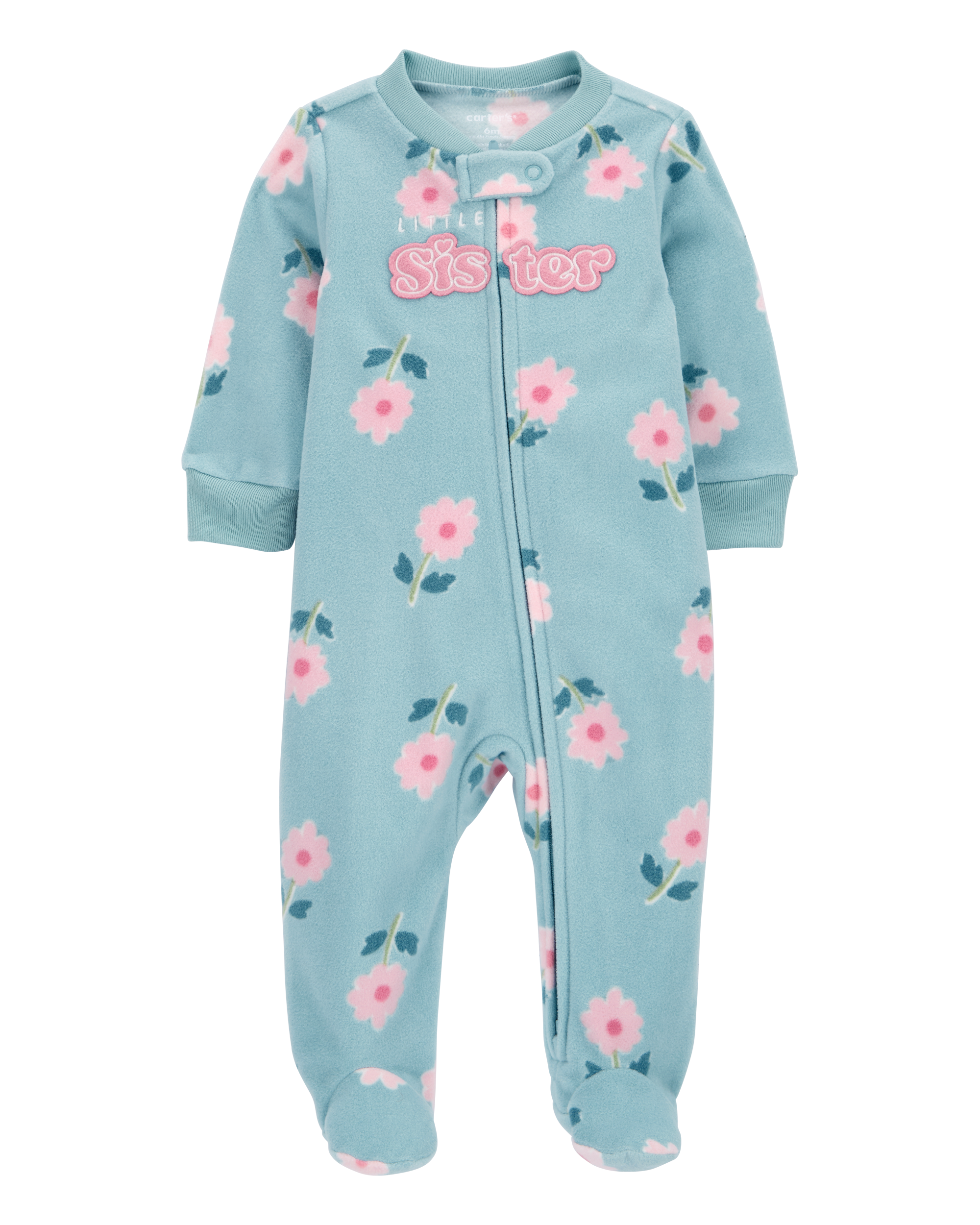 Baby Little Sister Zip-Up Fleece Footie Sleeper Pyjamas