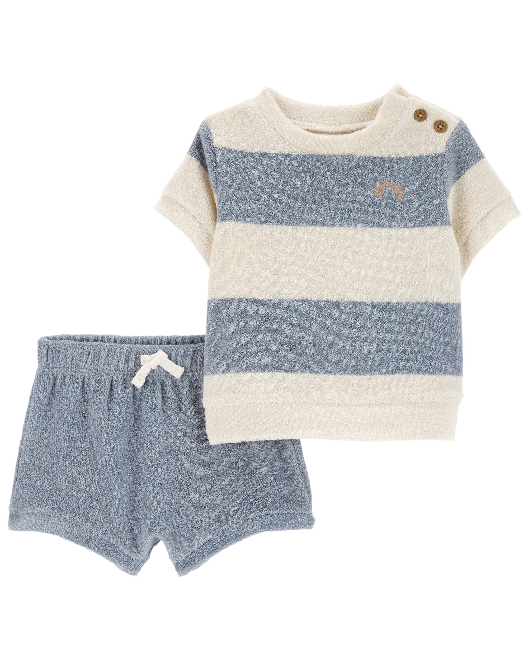 Baby 2-Piece Striped Terry Tee & Short Set